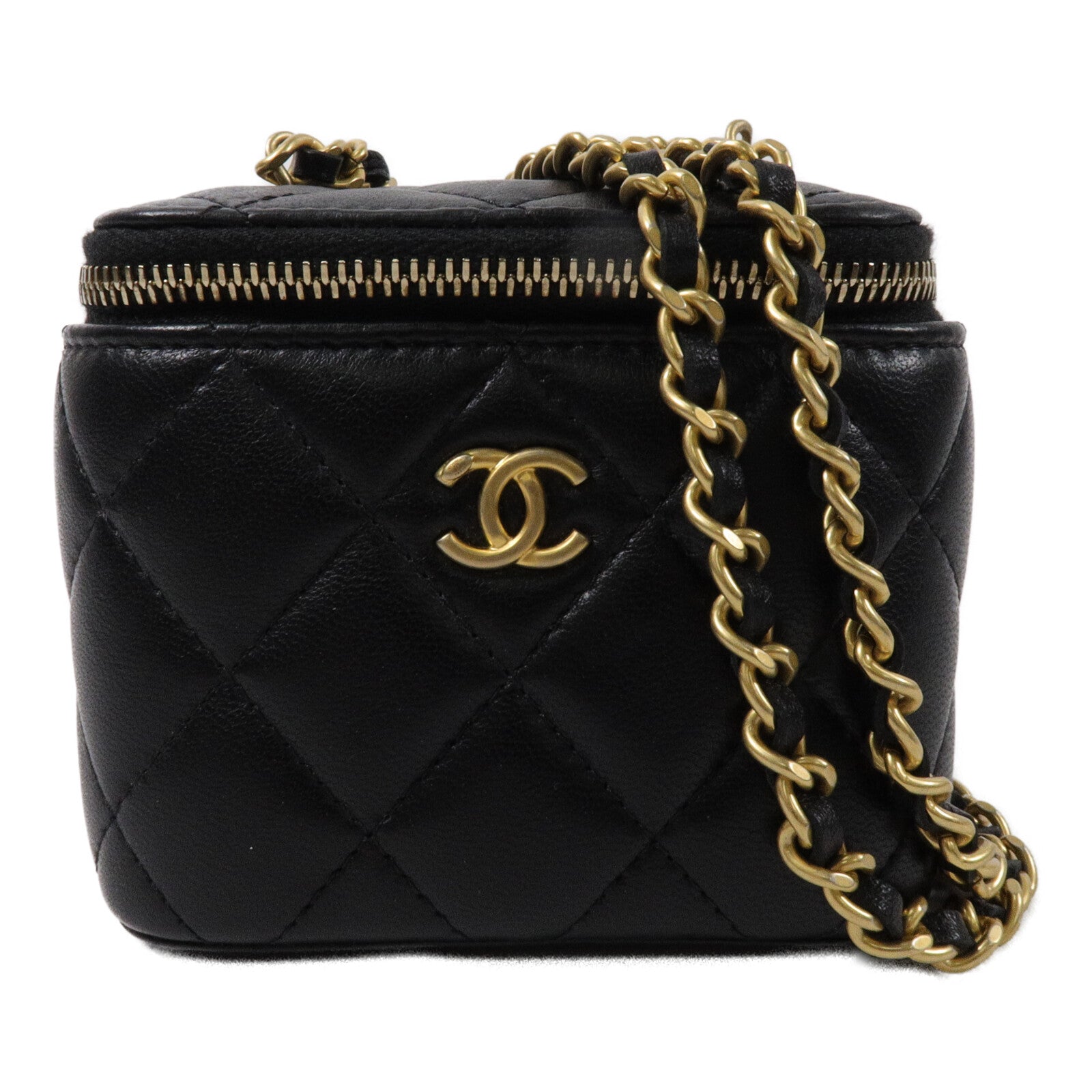 CHANEL 羊皮皮革Mini Vanity Case With Gold Ball鏈帶肩背袋