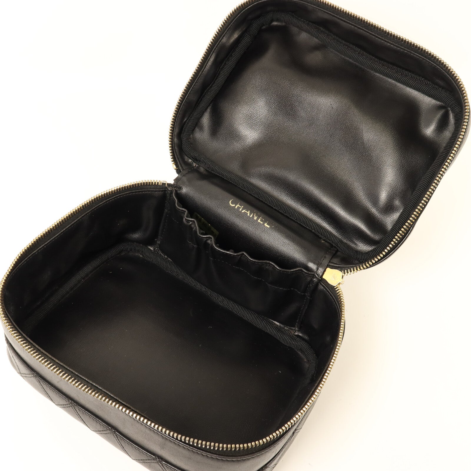 CHANEL 牛皮皮革Vintage Vanity Case金扣手挽袋