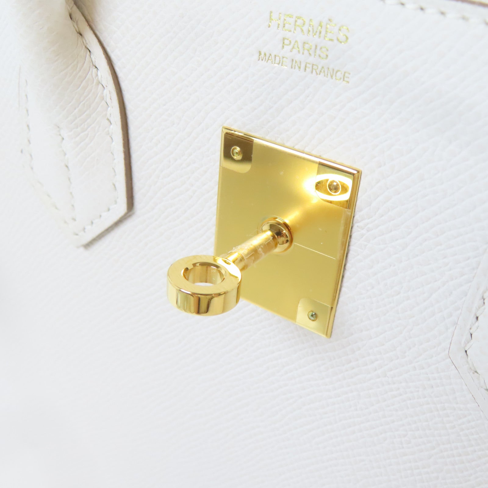 HERMES Epsom皮革Birkin 30金扣手挽袋白色