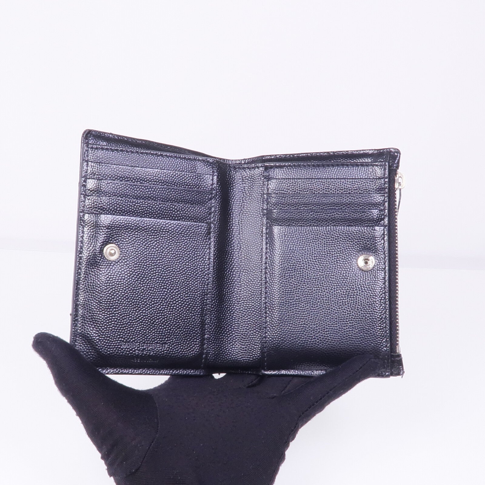 SAINT LAURENT 牛皮皮革Wallet銀扣卡片套