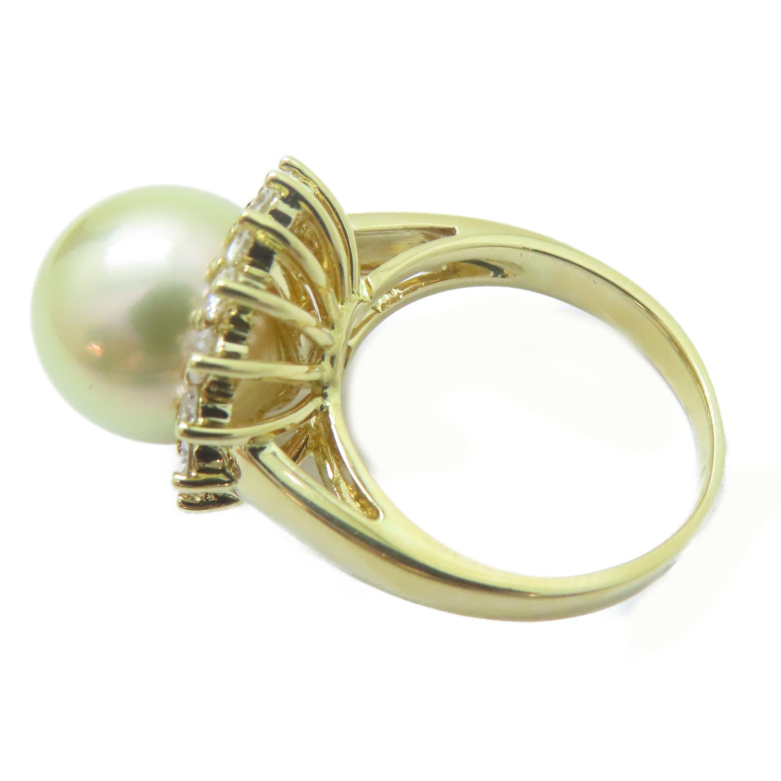JEWELRY 【激減優惠】18K黃金/Pearl 11.5mm/鑽石Pearl Ring戒指US#6.25