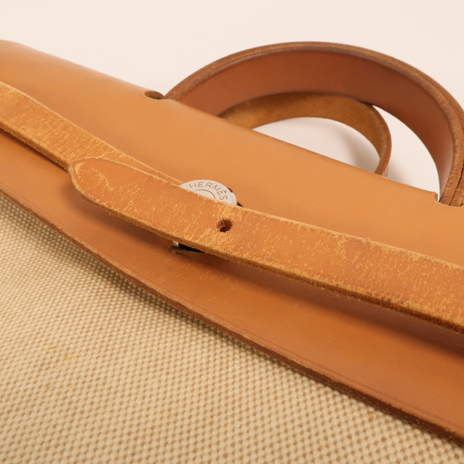 HERMES 帆布Herbag A Dos Zip銀扣背包Gold