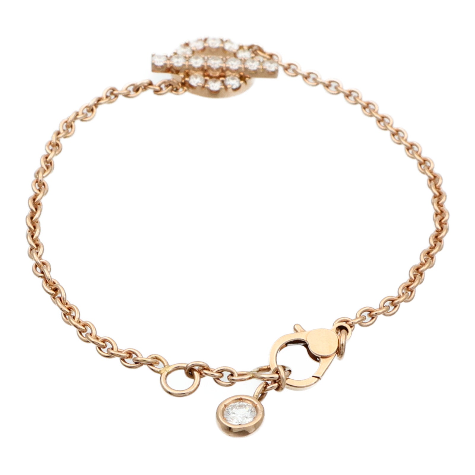 HERMES 18K玫瑰金Finesse Bracelet鑽石手鏈