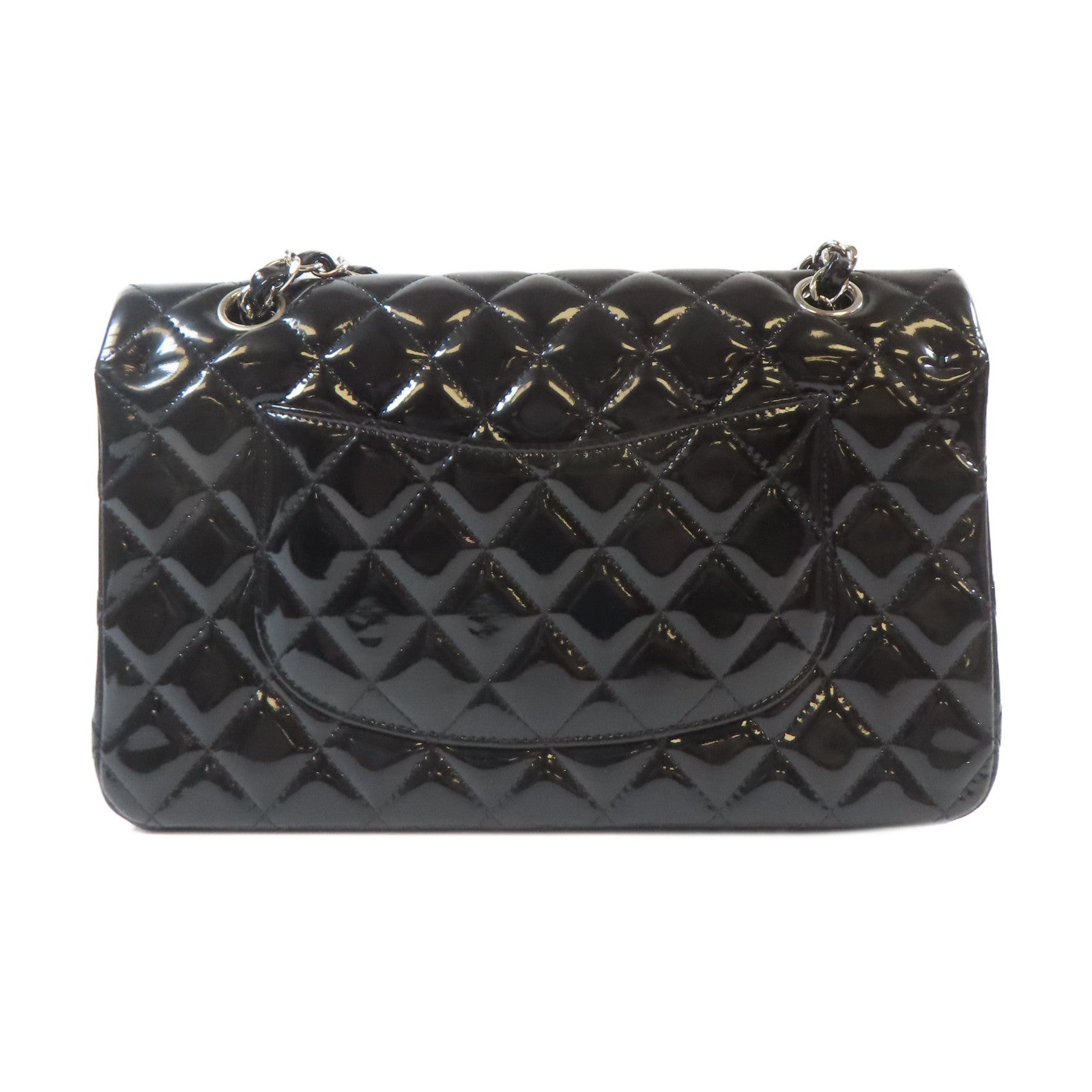 CHANEL (PRICE DOWN) Quilted CC SHW Chain Shoulder Bag Patent Leather Black