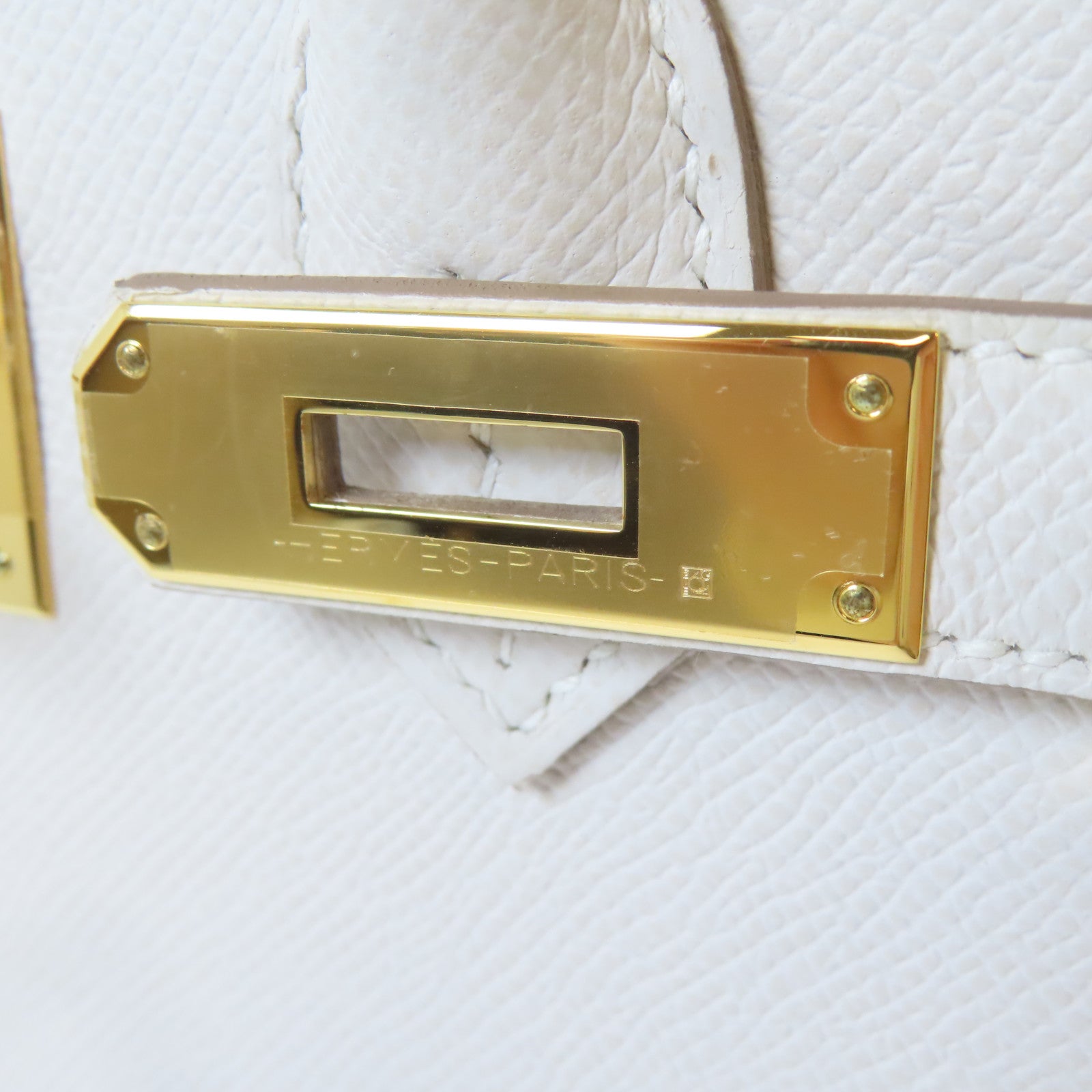 HERMES Epsom皮革Birkin 30金扣手挽袋白色