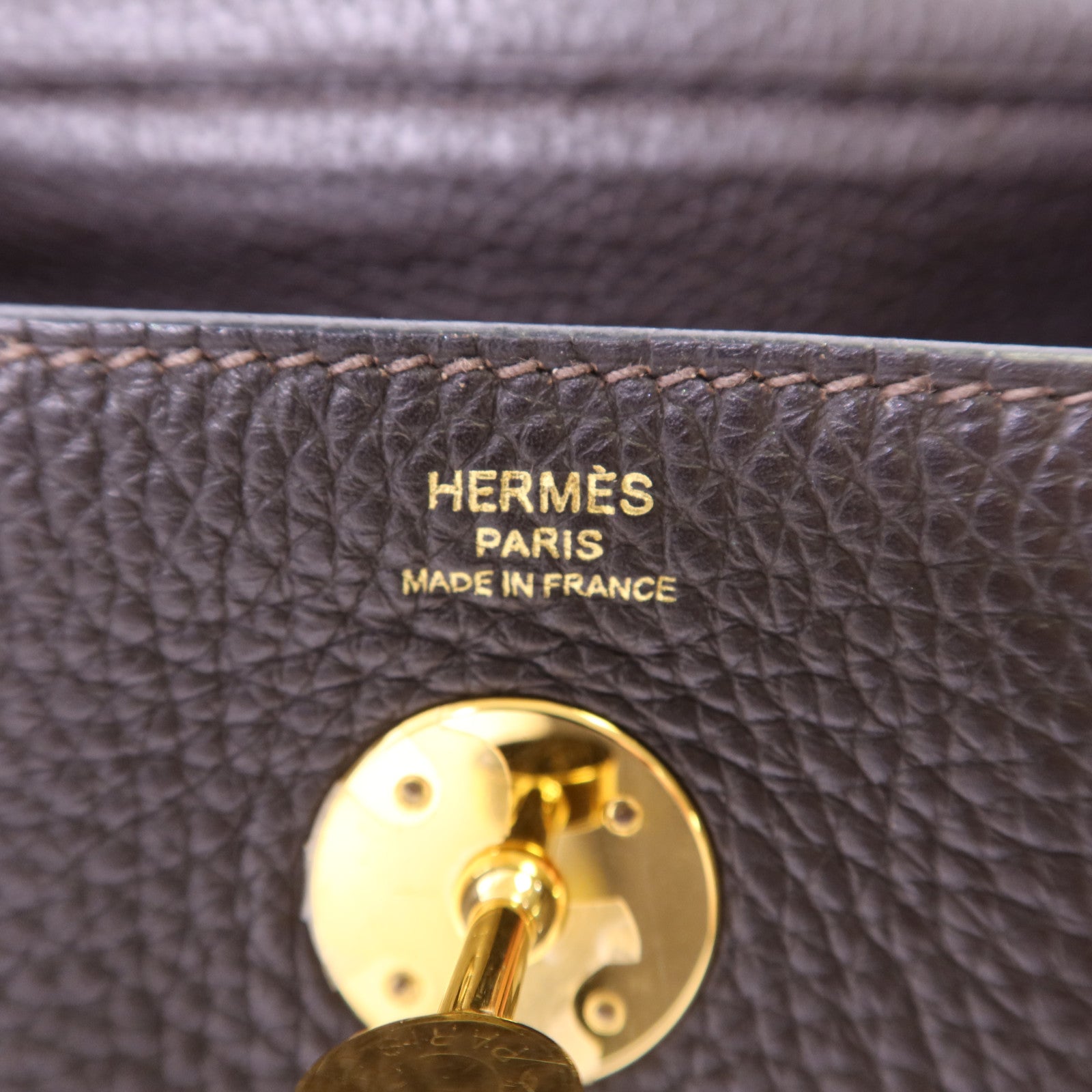HERMES Clemence皮革Lindy 26金扣手挽肩背兩用袋Ebene