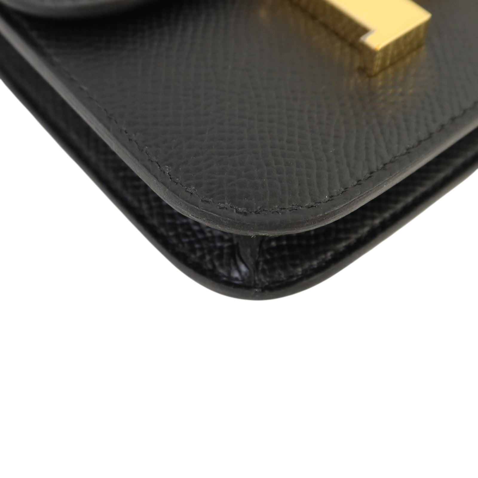 HERMES Epsom皮革Constance Slim金扣錢包Noir
