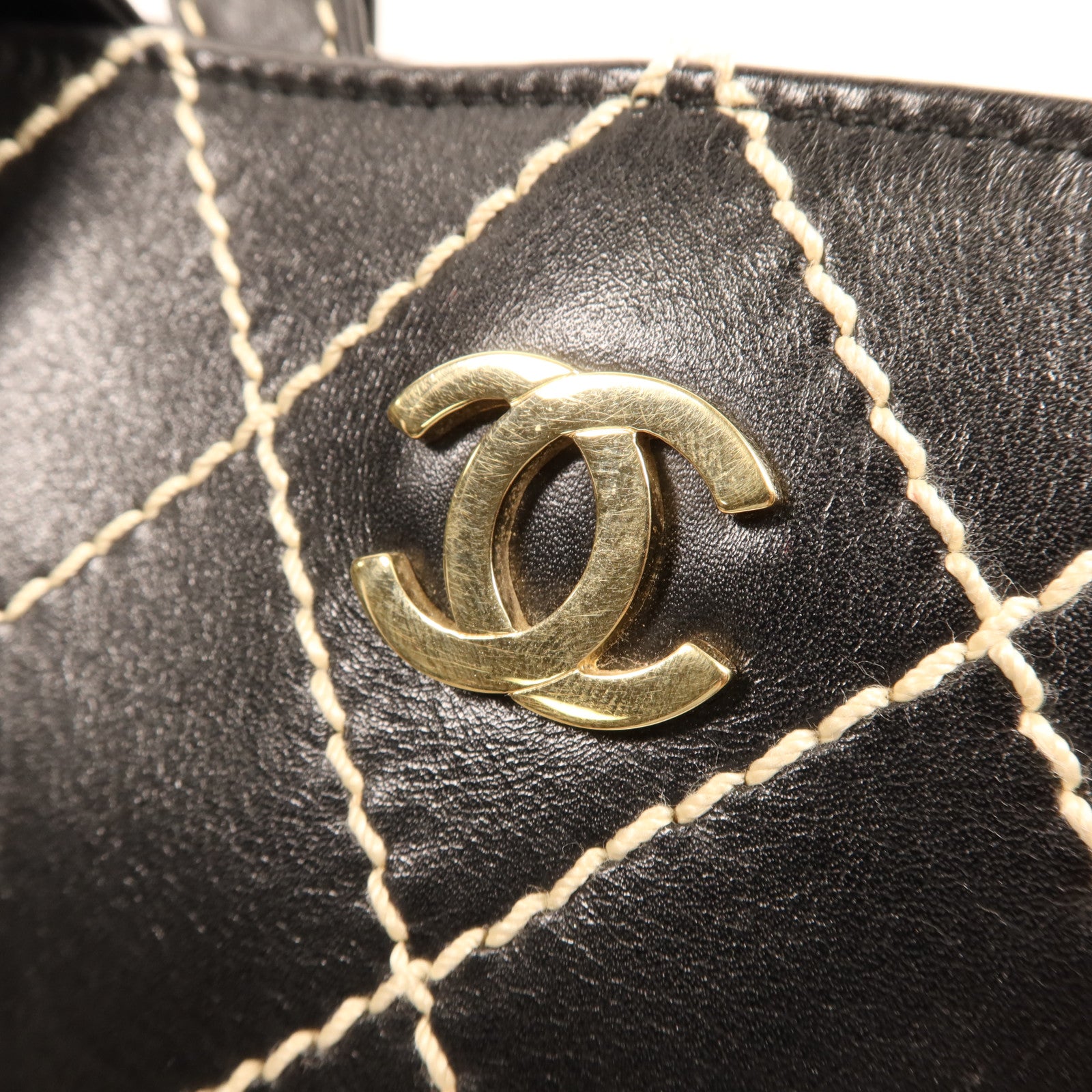 CHANEL 牛皮皮革Tote Bag金扣手挽袋