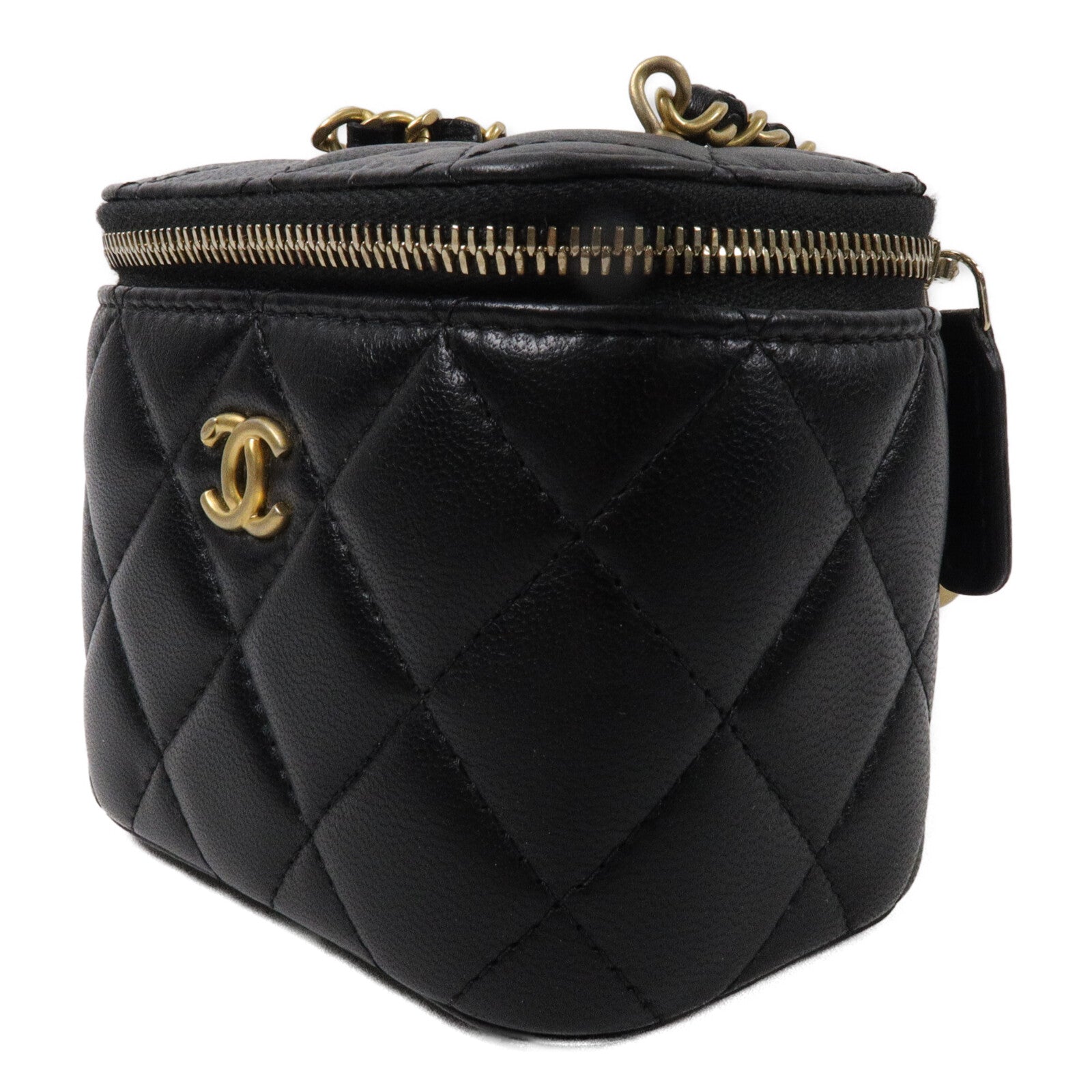 CHANEL 羊皮皮革Mini Vanity Case With Gold Ball鏈帶肩背袋
