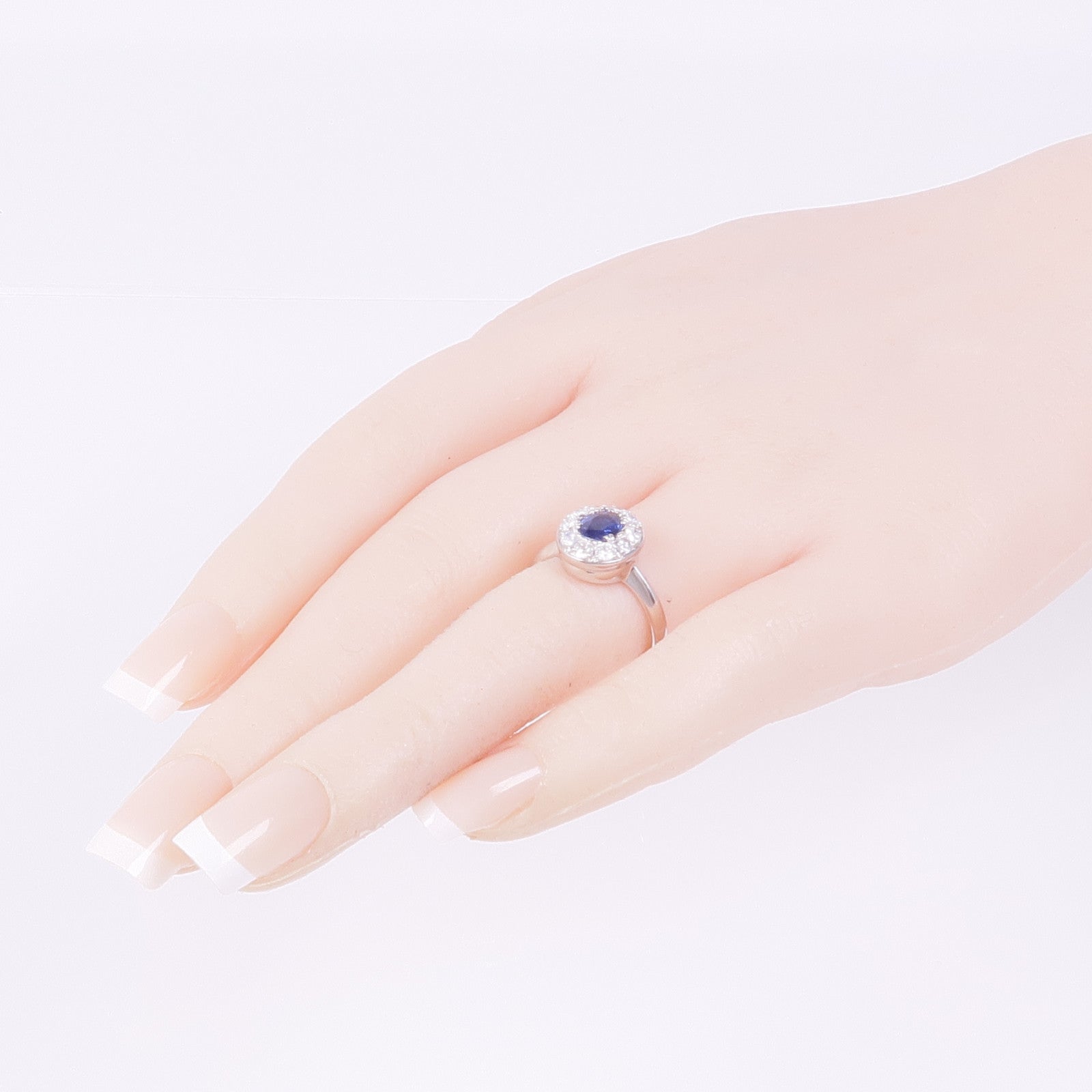JEWELRY PT900鉑金Sapphire Diamond Ring藍寶石/鑽石戒指US#7
