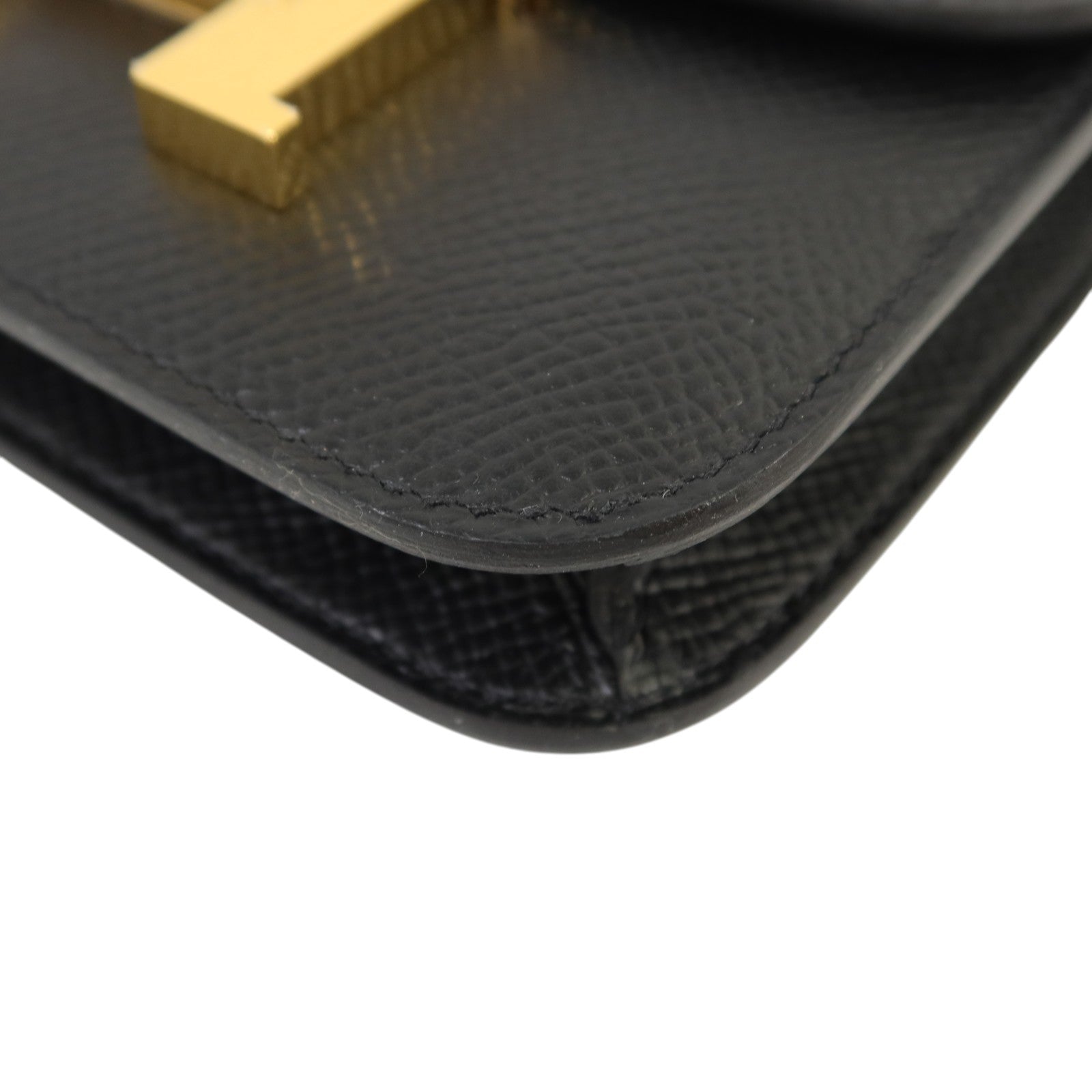 HERMES Epsom皮革Constance Slim金扣錢包Noir