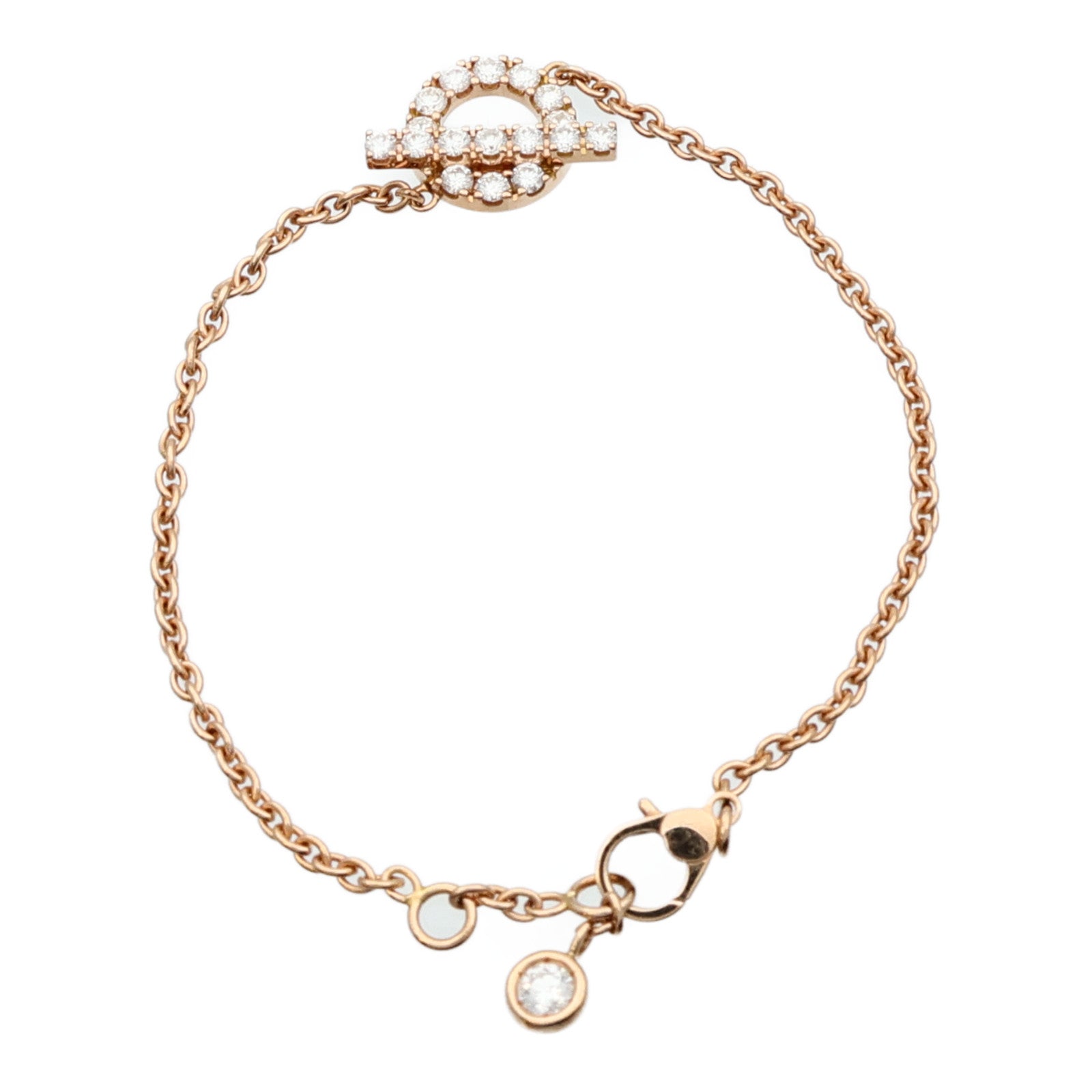 HERMES 18K玫瑰金Finesse Bracelet鑽石手鏈