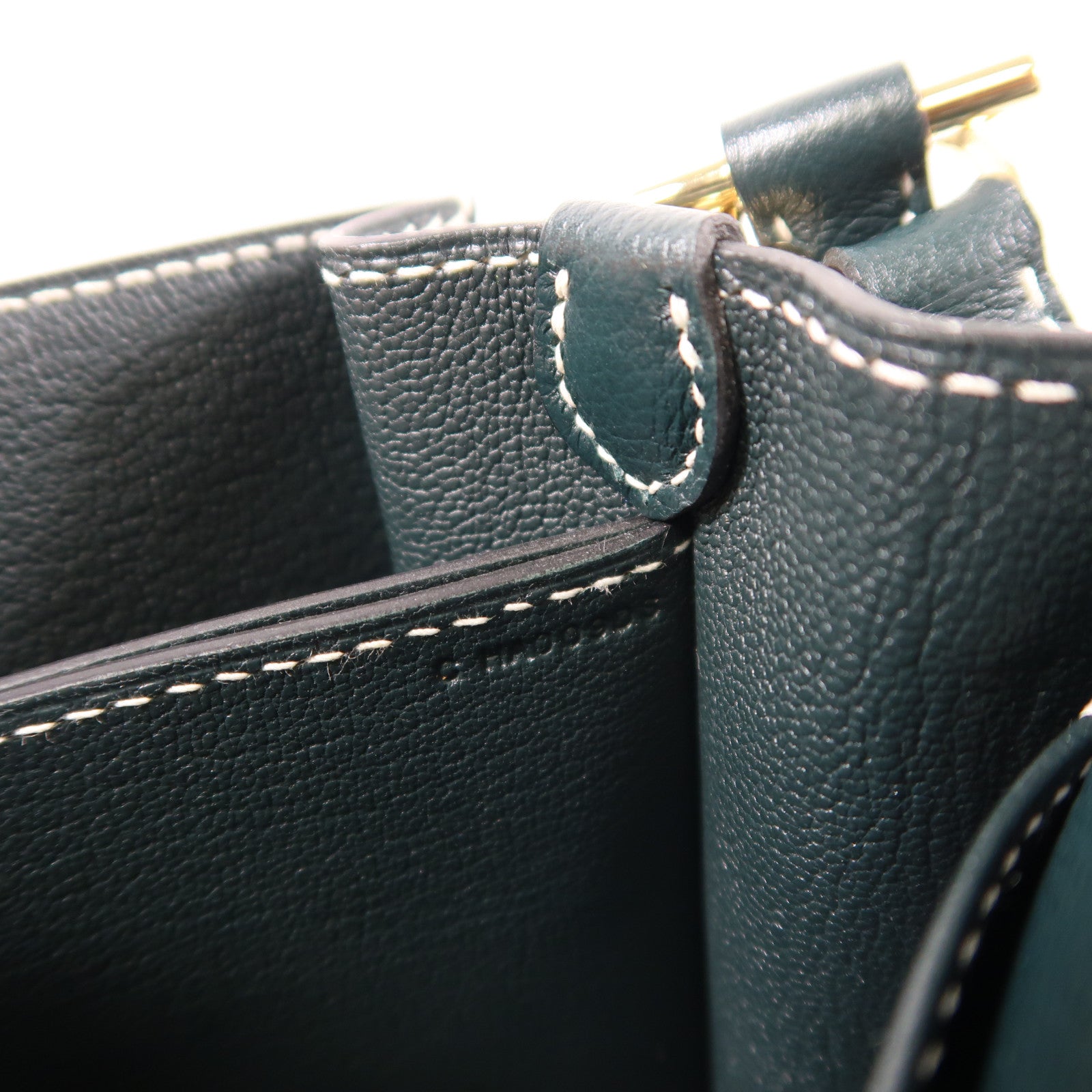 HERMES Evercolor皮革Roulis 23金扣肩背袋Vert Cypres
