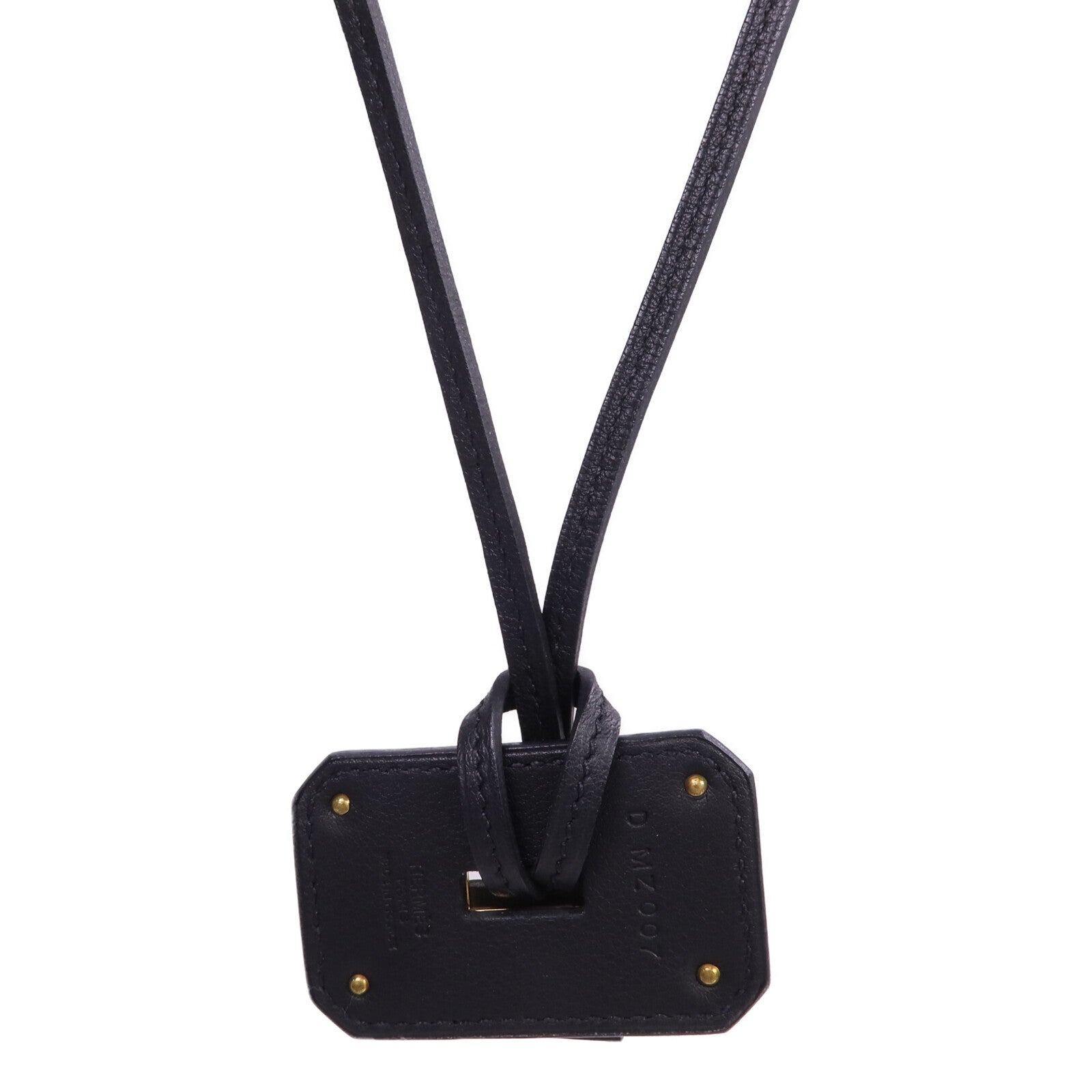 HERMES Swift皮革O'Kelly GM Pendant金扣項鍊Noir