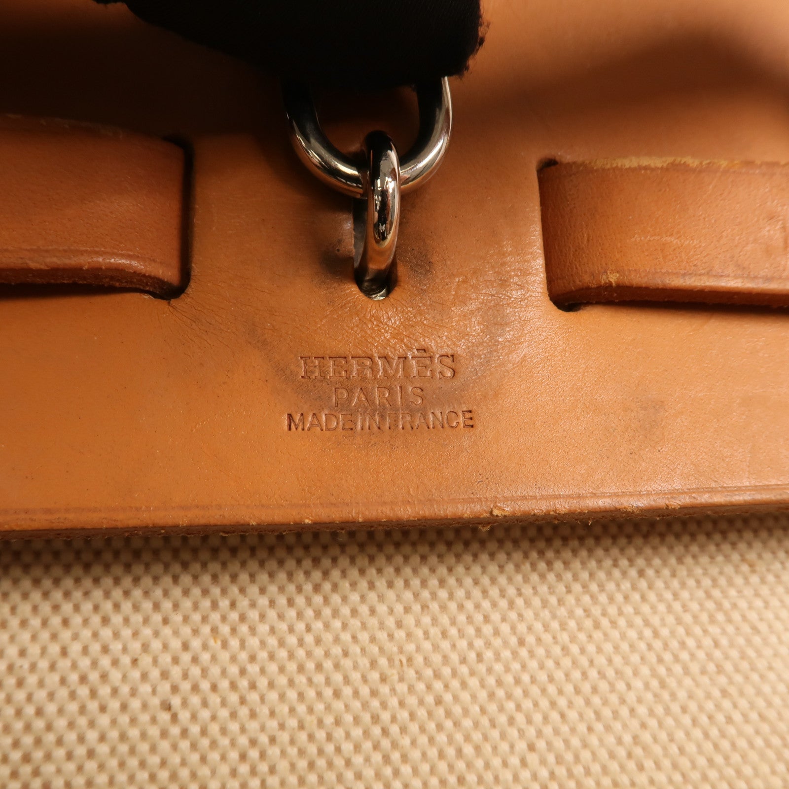 HERMES 帆布Herbag A Dos Zip銀扣背包Gold