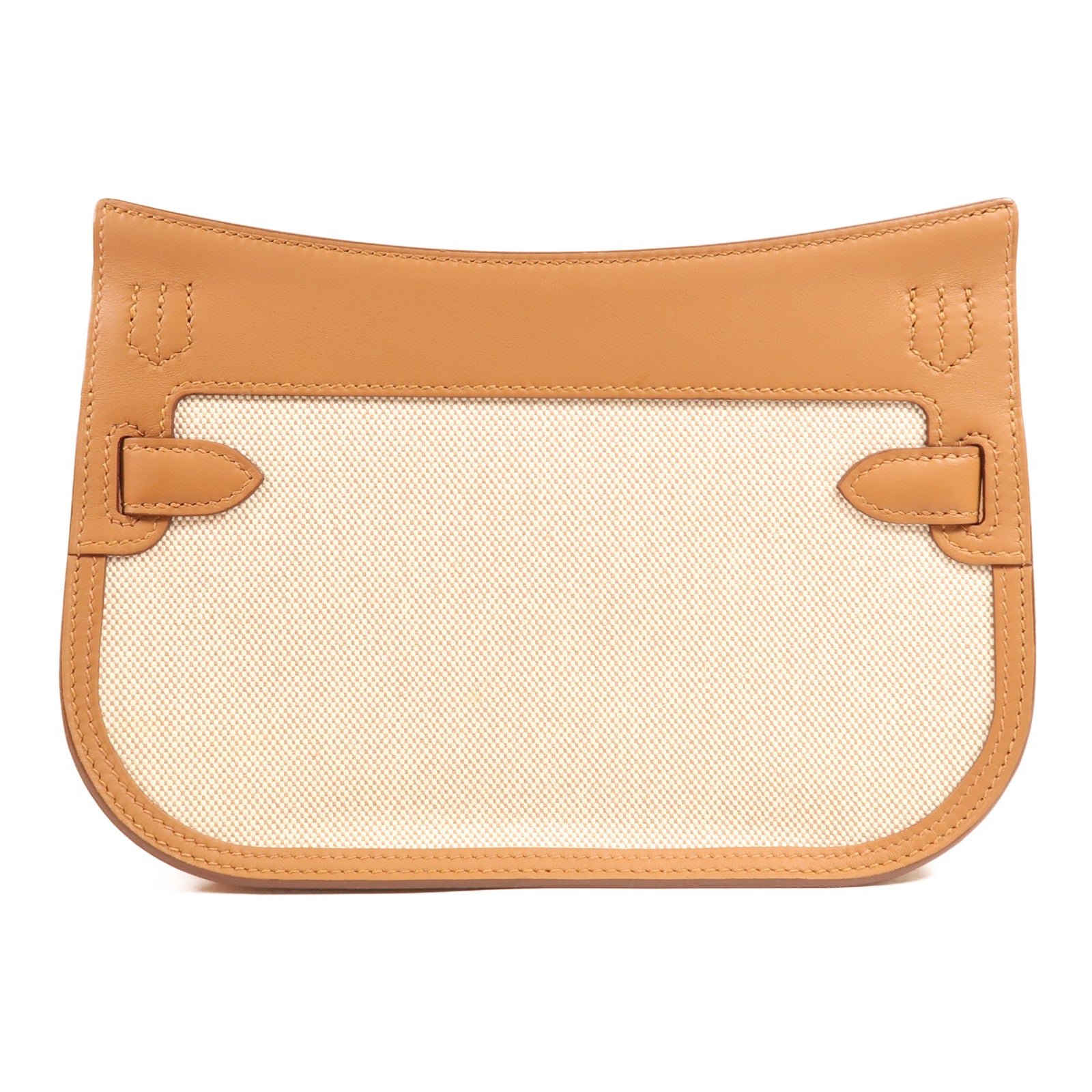 HERMES 帆布Jypsiere Mini銀扣肩背袋Gold