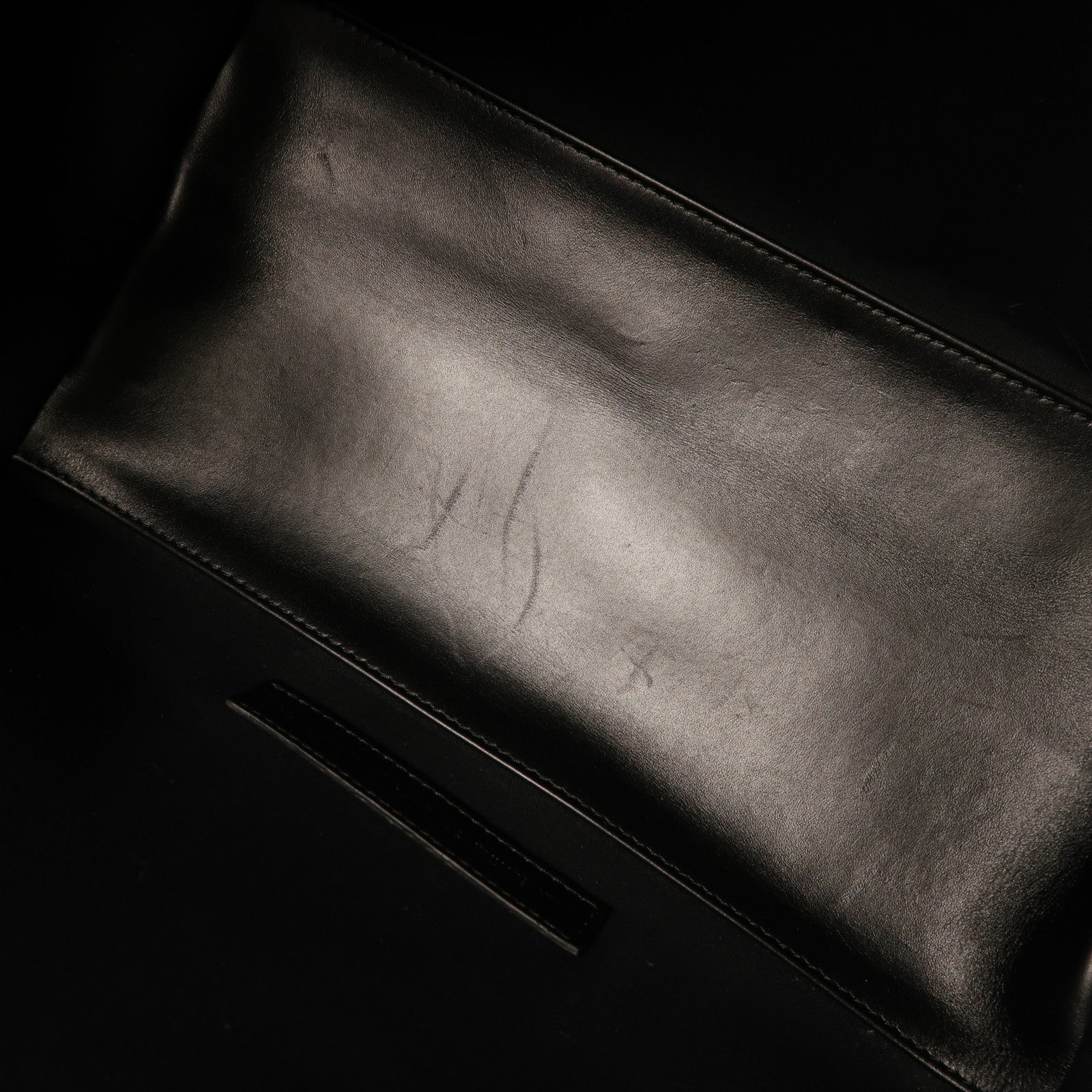 BALENCIAGA Navy Cabas Handbag 339933 Calfskin Leather Black