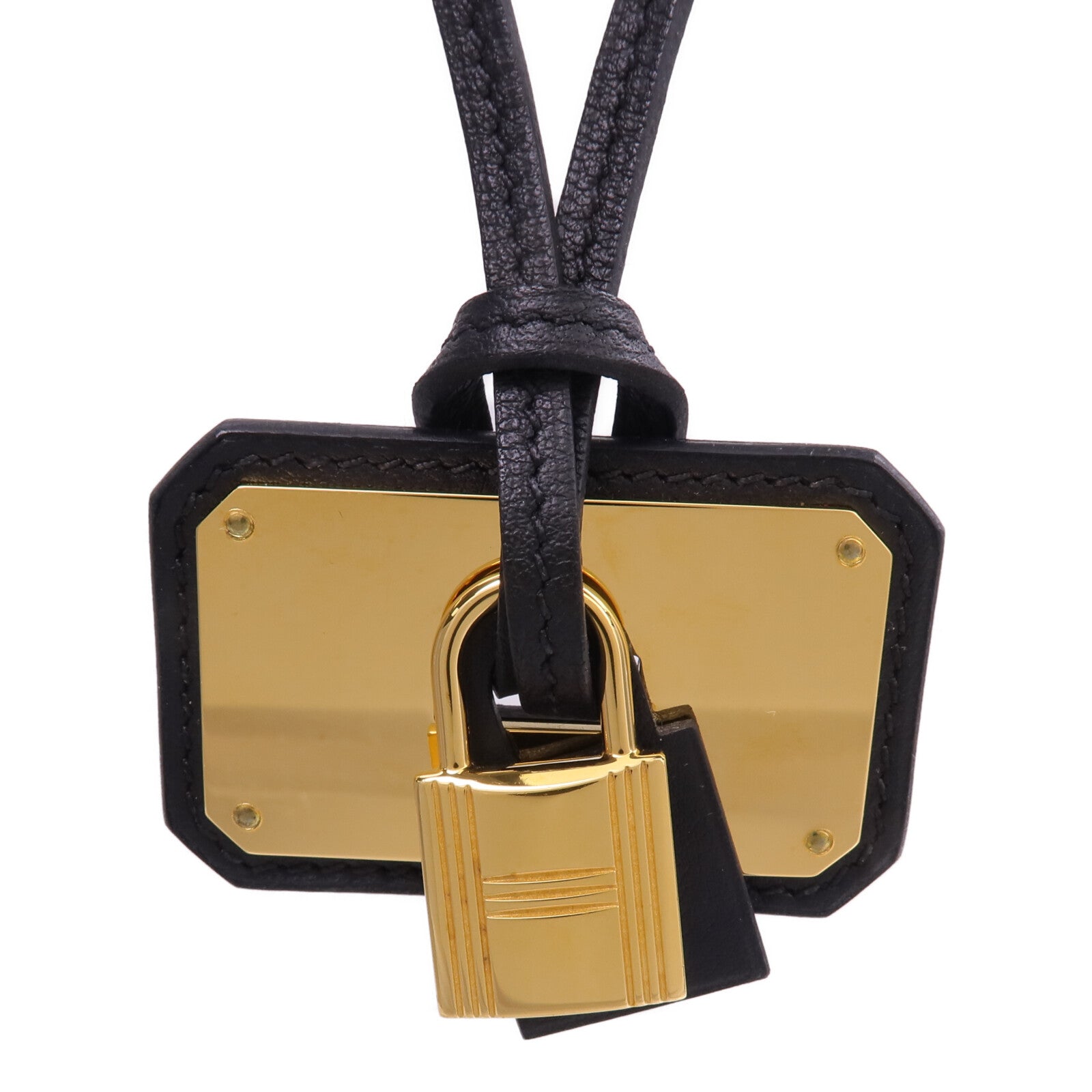 HERMES Swift皮革O'Kelly GM Pendant金扣項鍊Noir