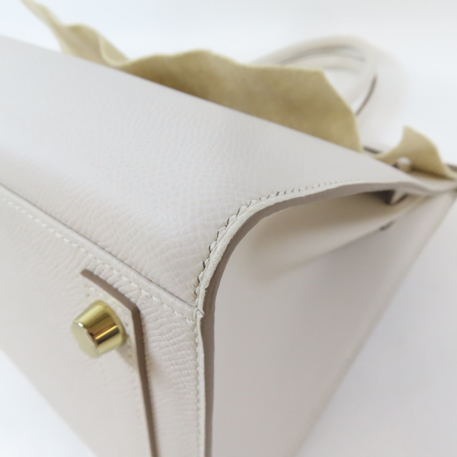 HERMES Epsom皮革Birkin 30金扣手挽袋白色