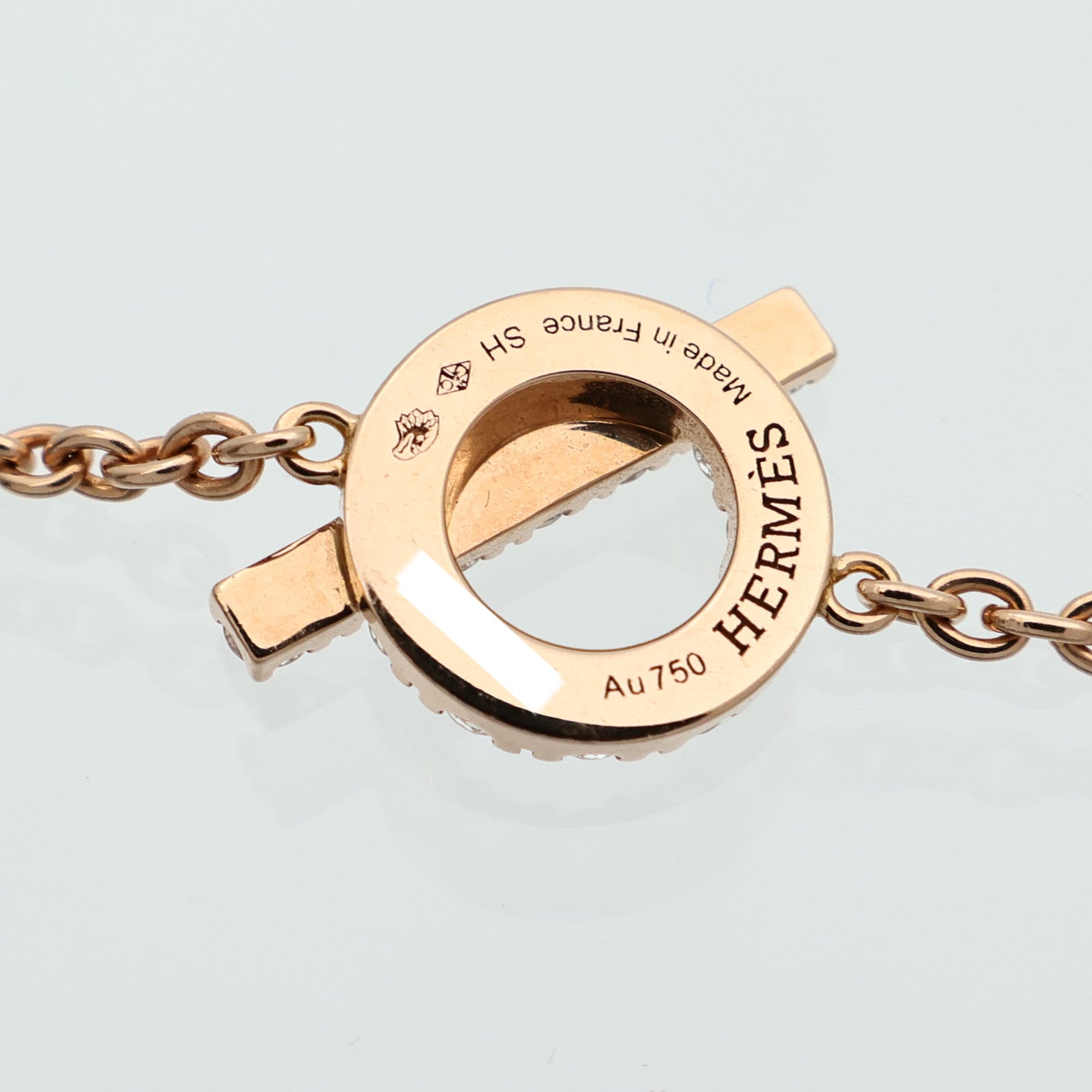 HERMES 18K玫瑰金Finesse Bracelet鑽石手鏈