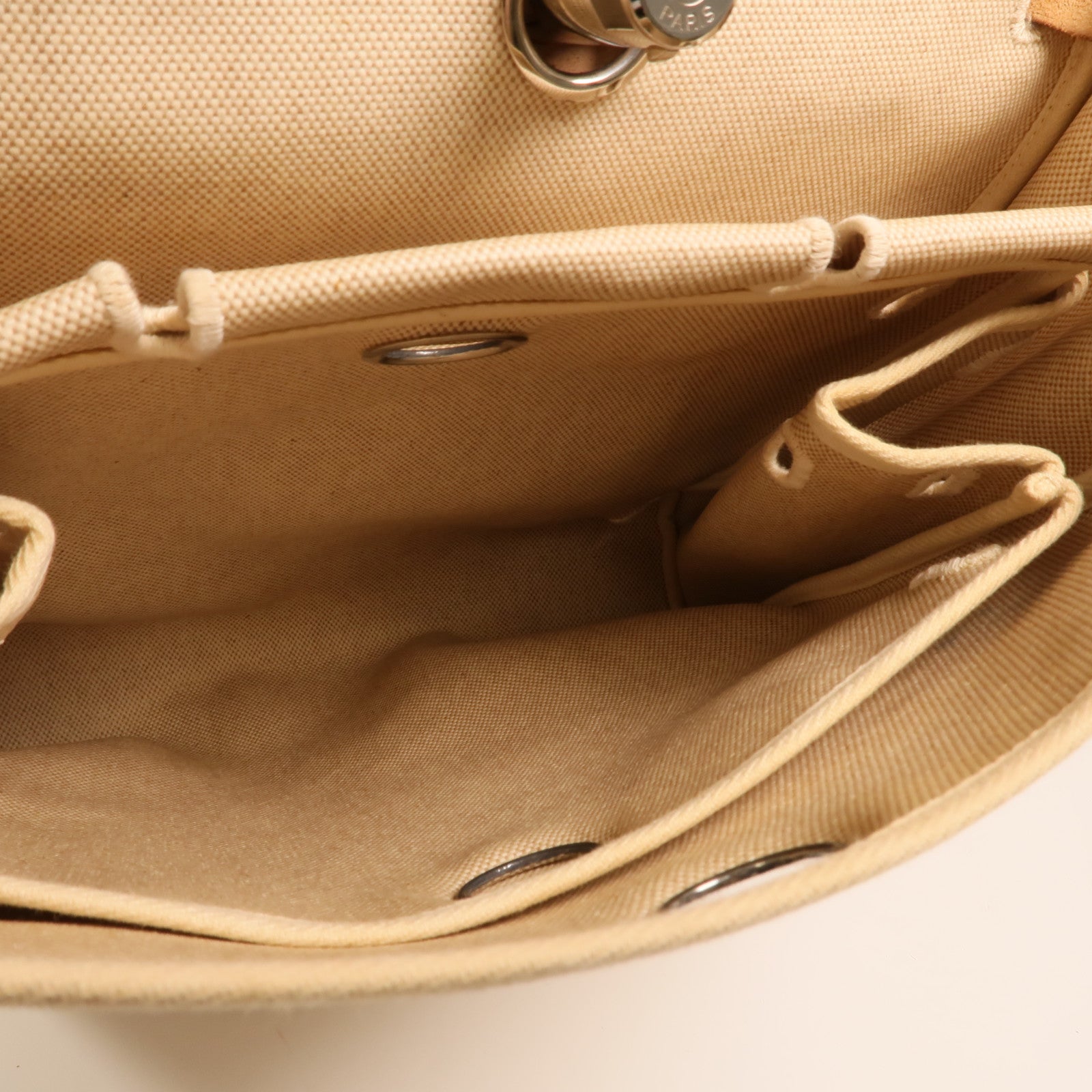 HERMES 帆布Herbag A Dos Zip銀扣背包Gold
