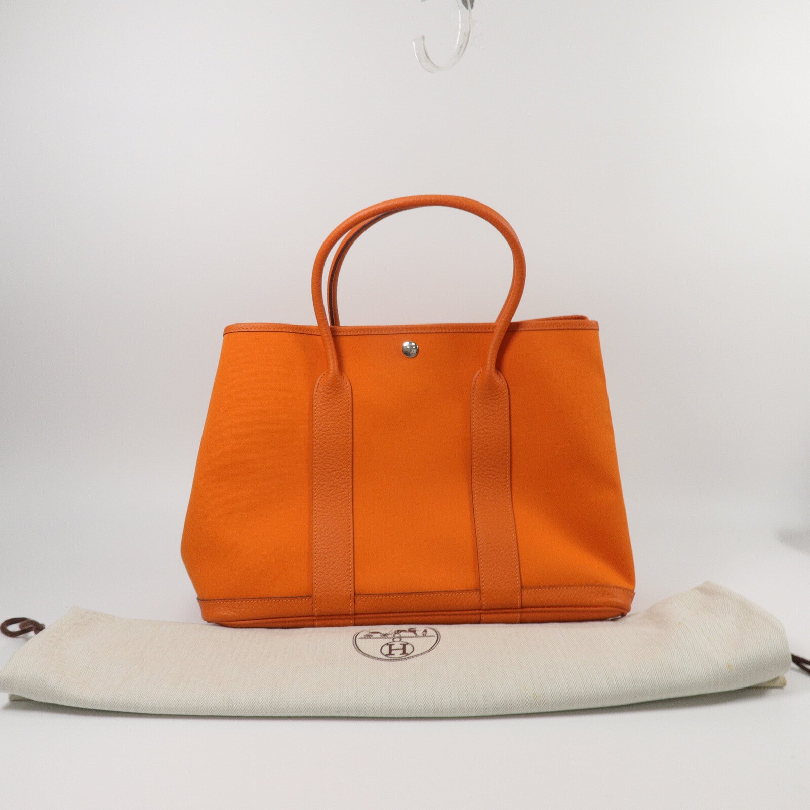 HERMES 帆布Garden Party PM手挽袋Orange