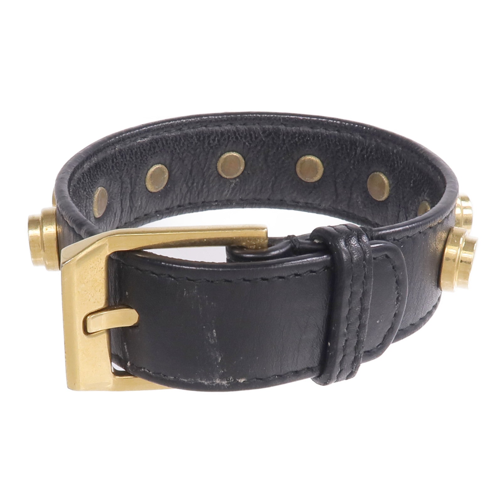 YVES SAINT LAURENT 牛皮皮革/金屬Studded De Force Bracelet手帶