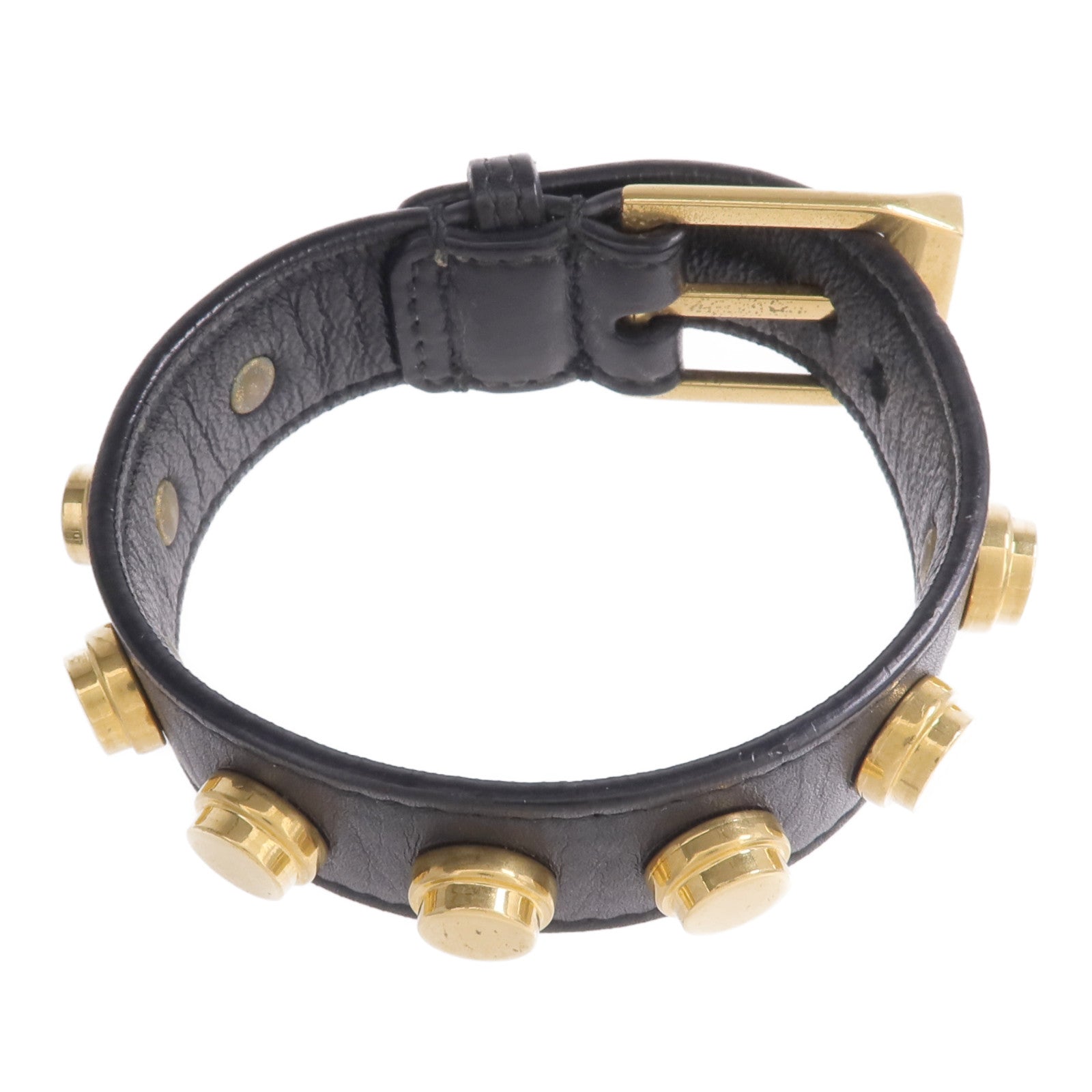 YVES SAINT LAURENT 牛皮皮革/金屬Studded De Force Bracelet手帶
