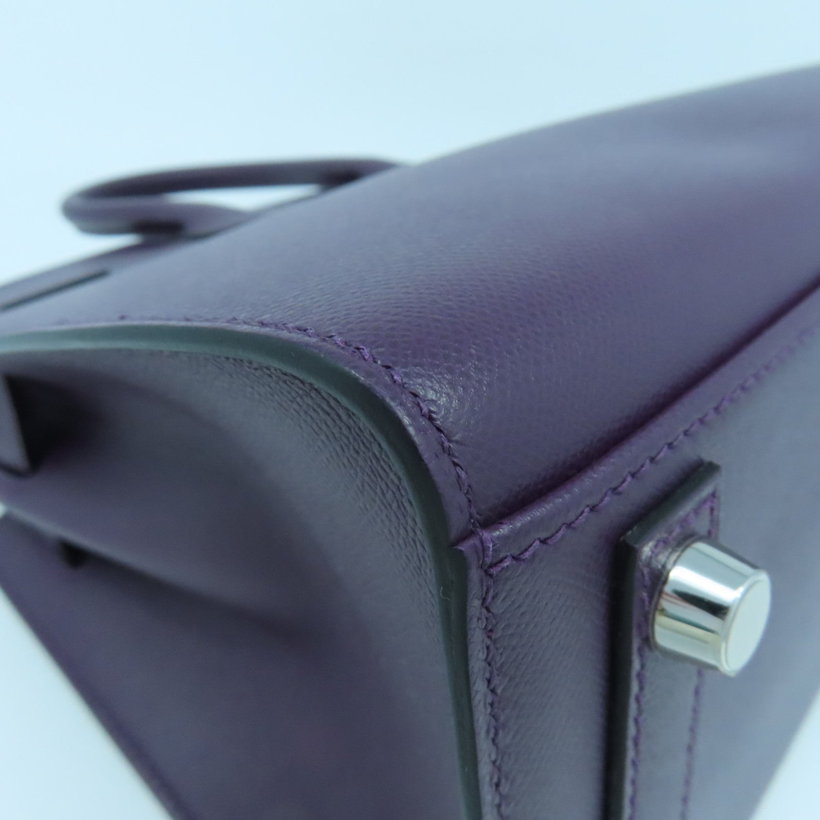 HERMES Madame皮革Birkin 25銀扣手挽袋暗紫色