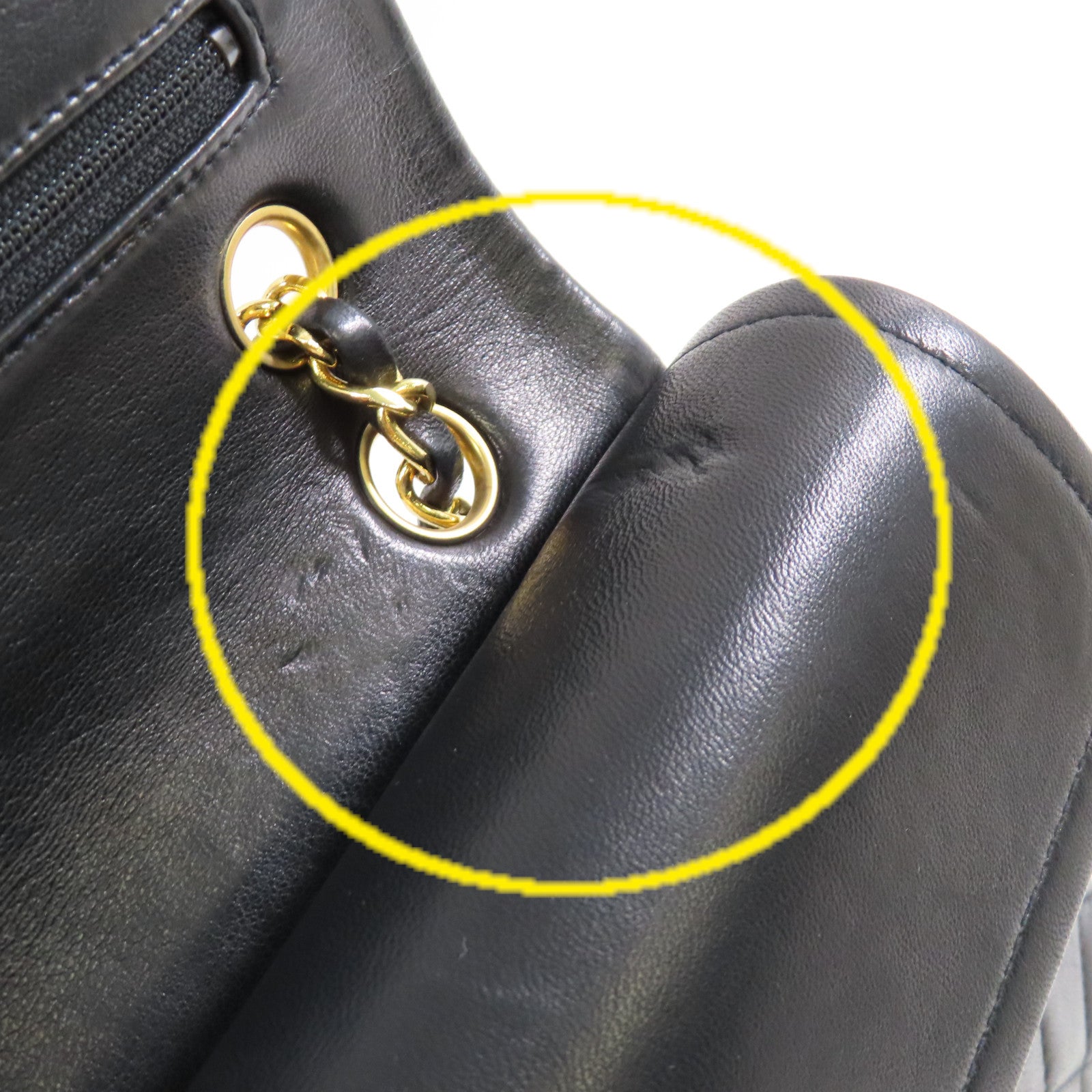CHANEL 菱格牛皮皮革Vintage Classic Chain Shoulder Bag金扣鏈帶肩背袋黑色