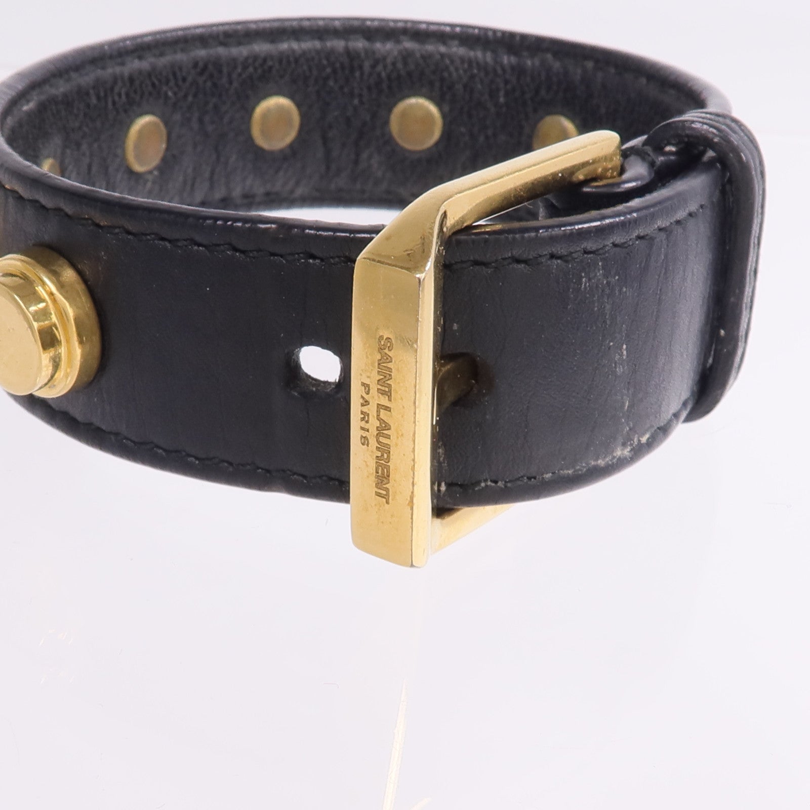 YVES SAINT LAURENT 牛皮皮革/金屬Studded De Force Bracelet手帶