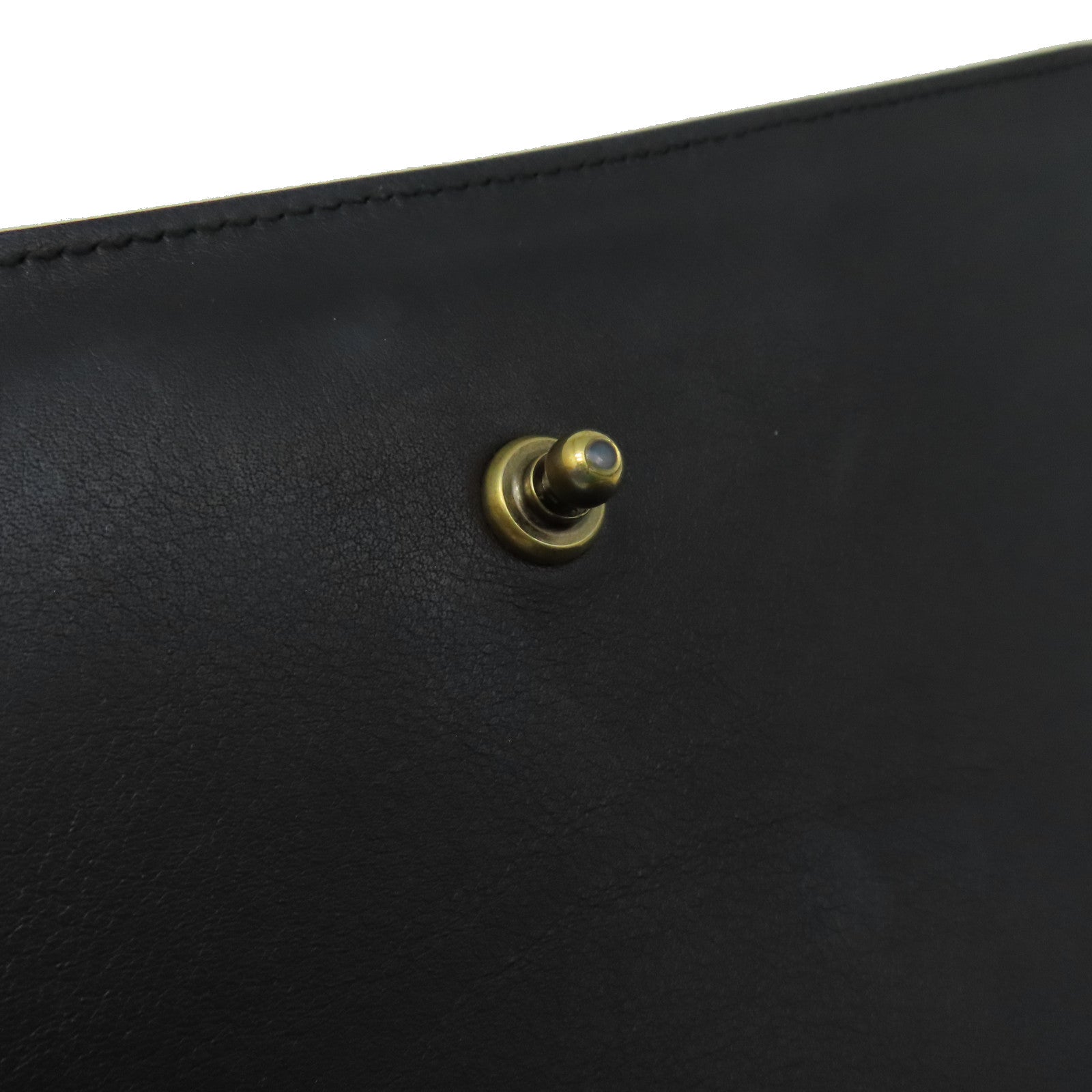 GUCCI 牛皮皮革Chain Shoulder Bag金扣鏈帶肩背袋黑色