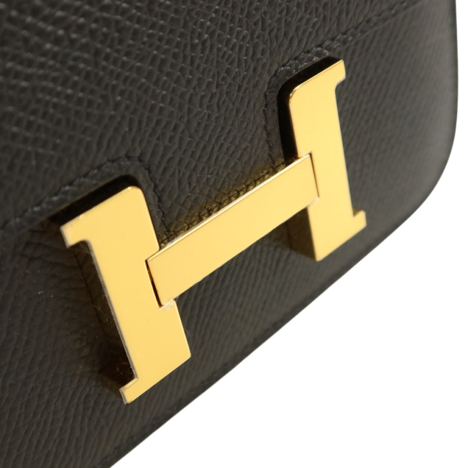 HERMES Epsom皮革Constance Slim金扣錢包Noir
