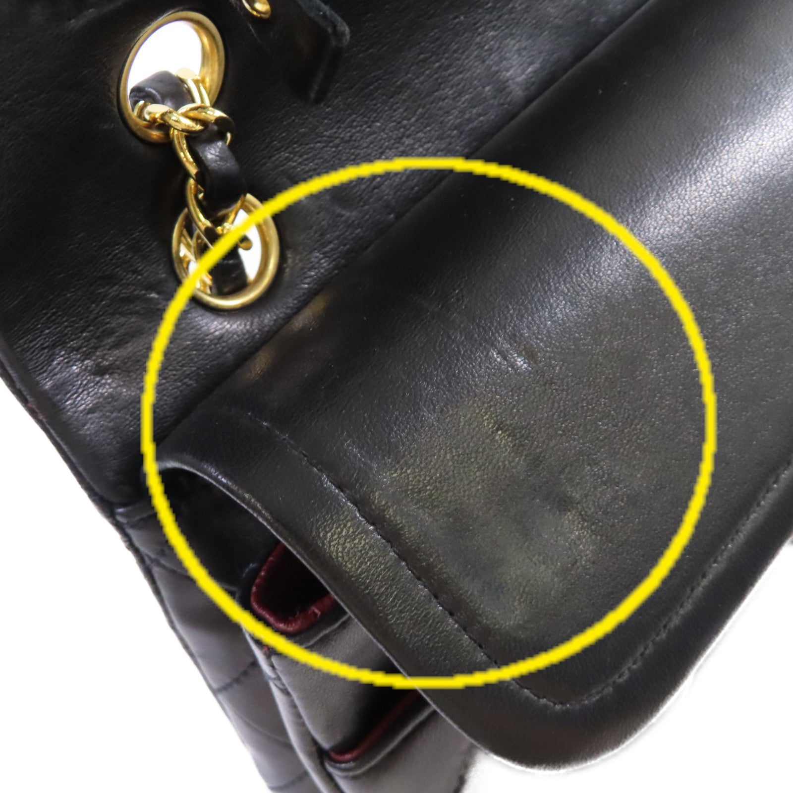 CHANEL 菱格牛皮皮革Vintage Classic Chain Shoulder Bag金扣鏈帶肩背袋黑色