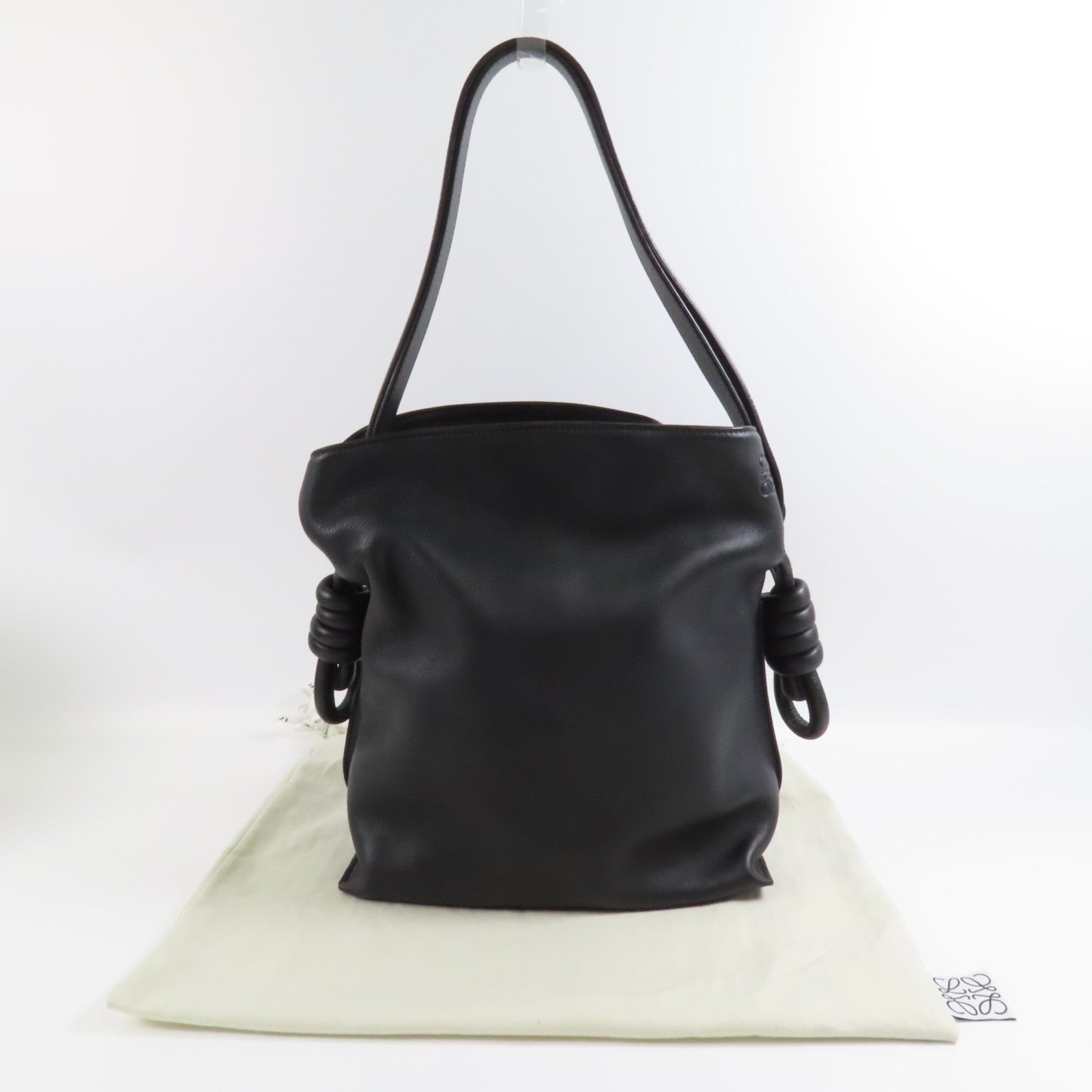 LOEWE 牛皮皮革Flamenco銀扣肩背袋