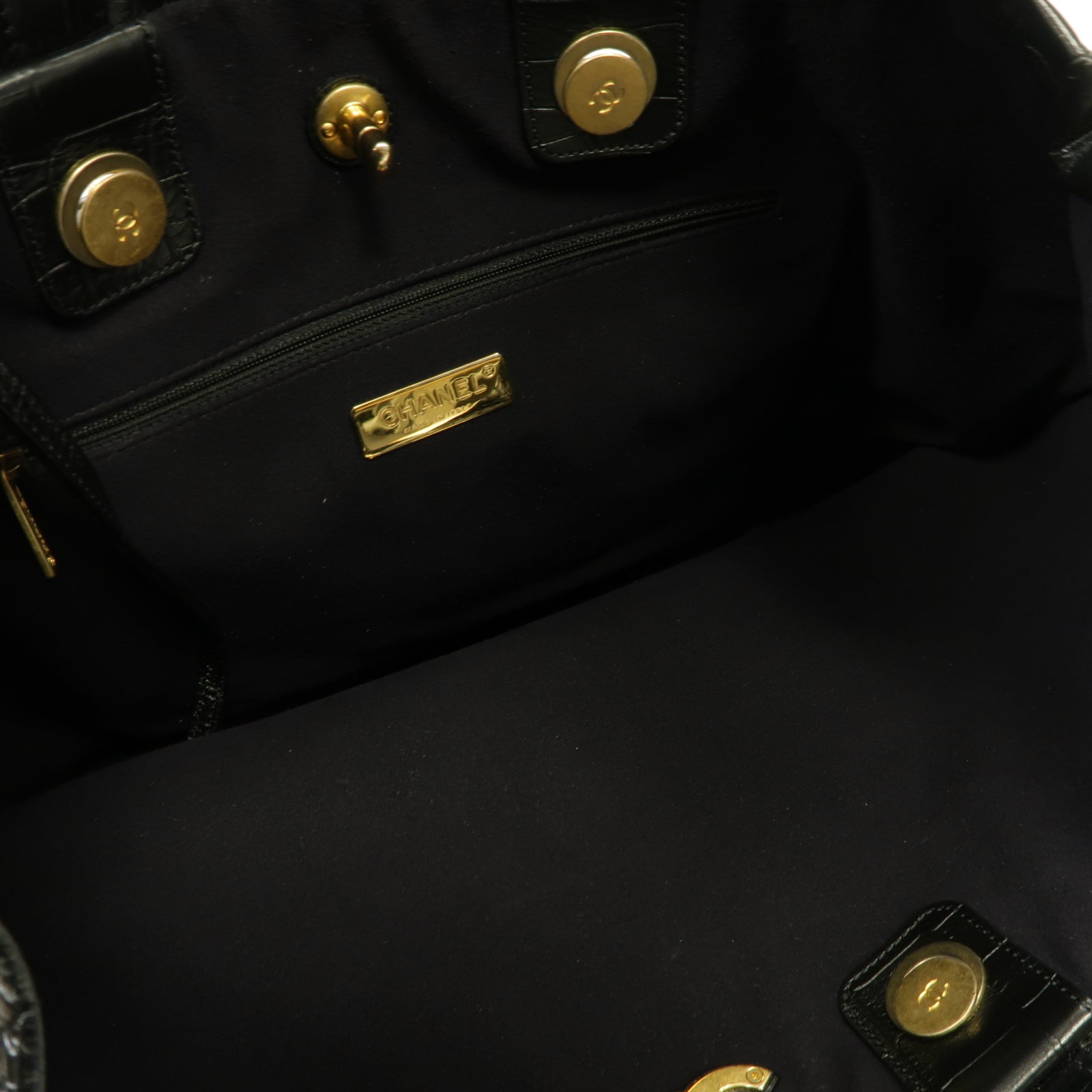 CHANEL 【激減優惠】牛皮皮革Chain Shoulder Shopping Bag金扣手挽肩背兩用袋黑色