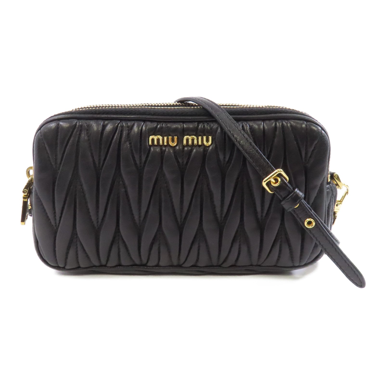 Miu Miu 羊皮皮革Shoulder Bag金扣肩背袋黑色
