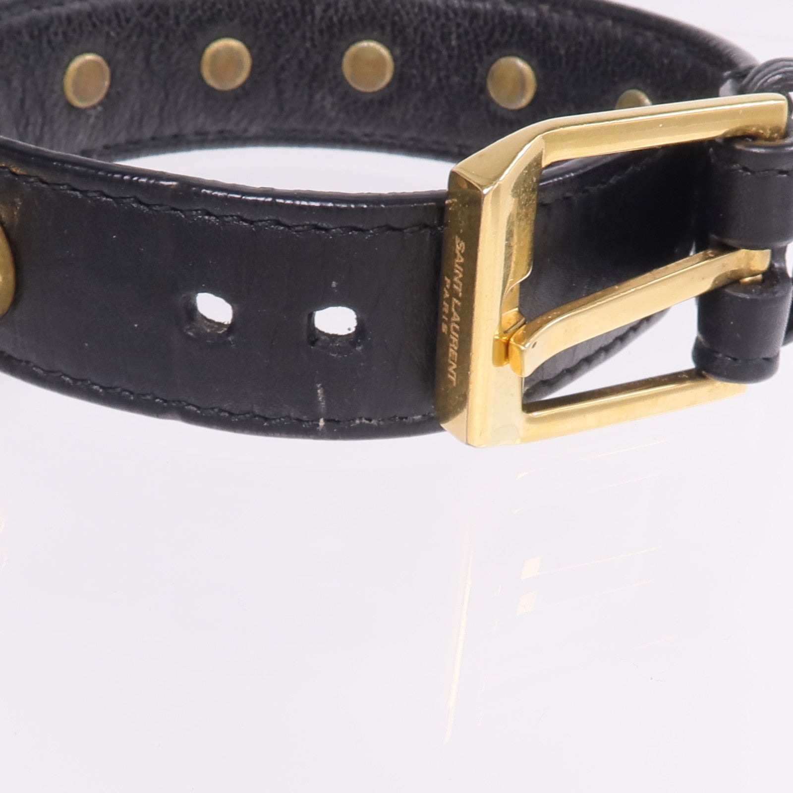 YVES SAINT LAURENT 牛皮皮革/金屬Studded De Force Bracelet手帶