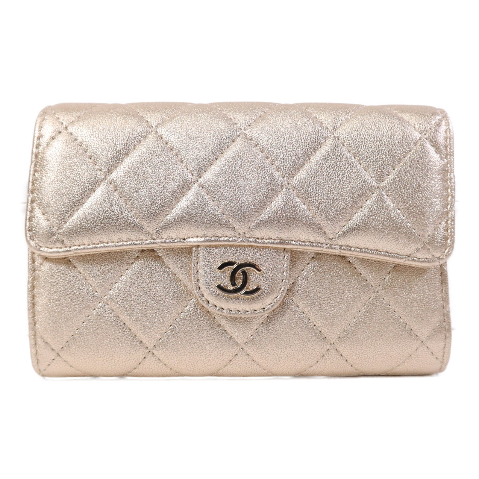 CHANEL 羊皮皮革Wallet金扣錢包