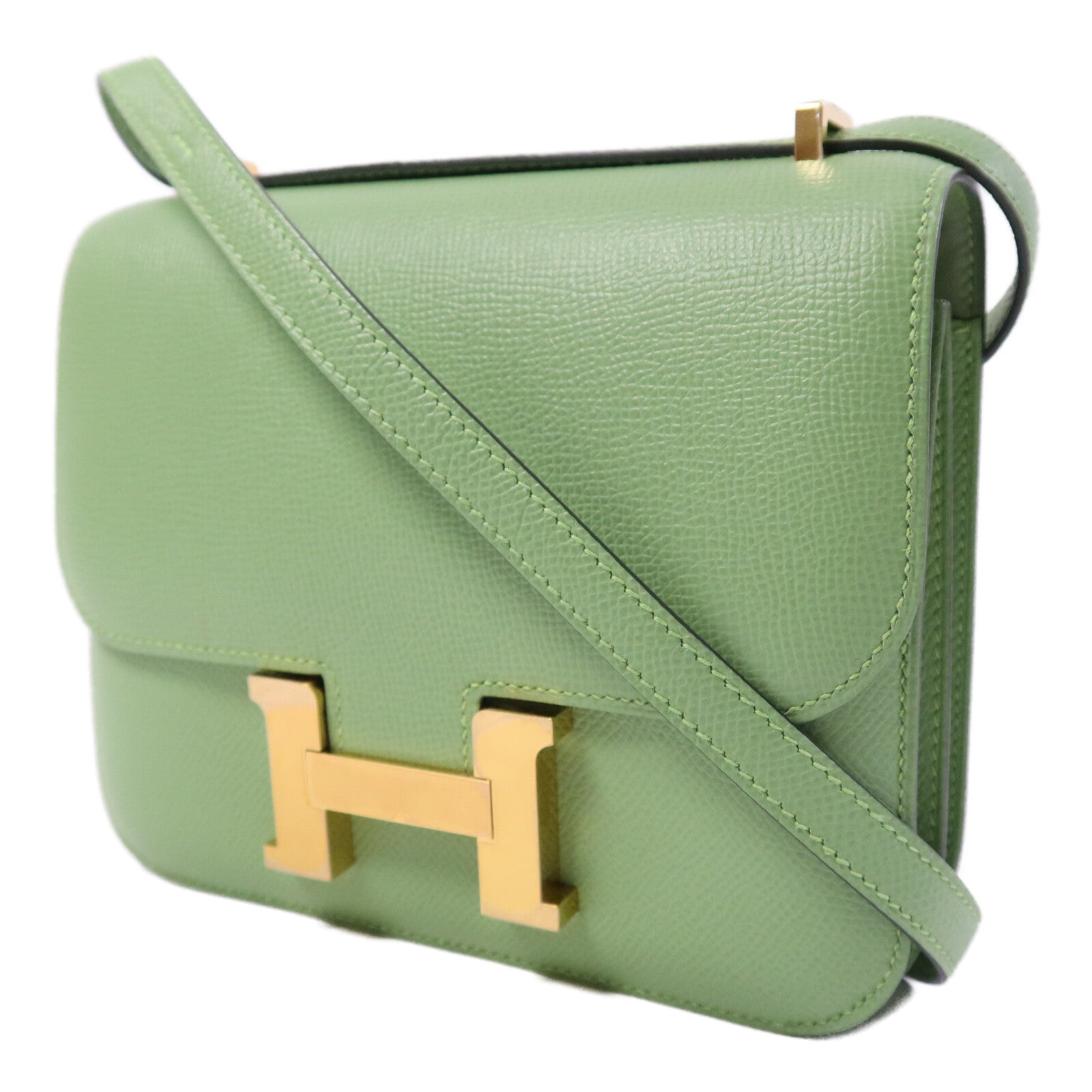 HERMES 【激減優惠】Epsom皮革Constance Mini金扣手挽肩背兩用袋Vert Criquet