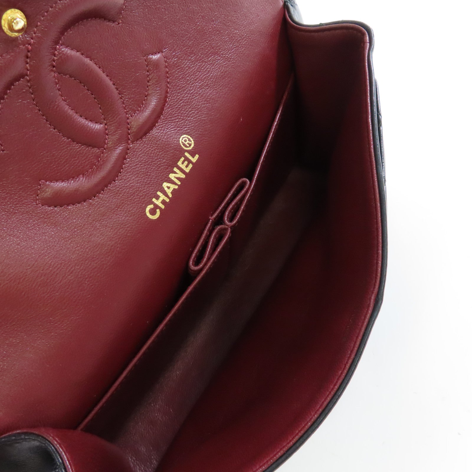CHANEL 菱格牛皮皮革Vintage Classic Chain Shoulder Bag金扣鏈帶肩背袋黑色