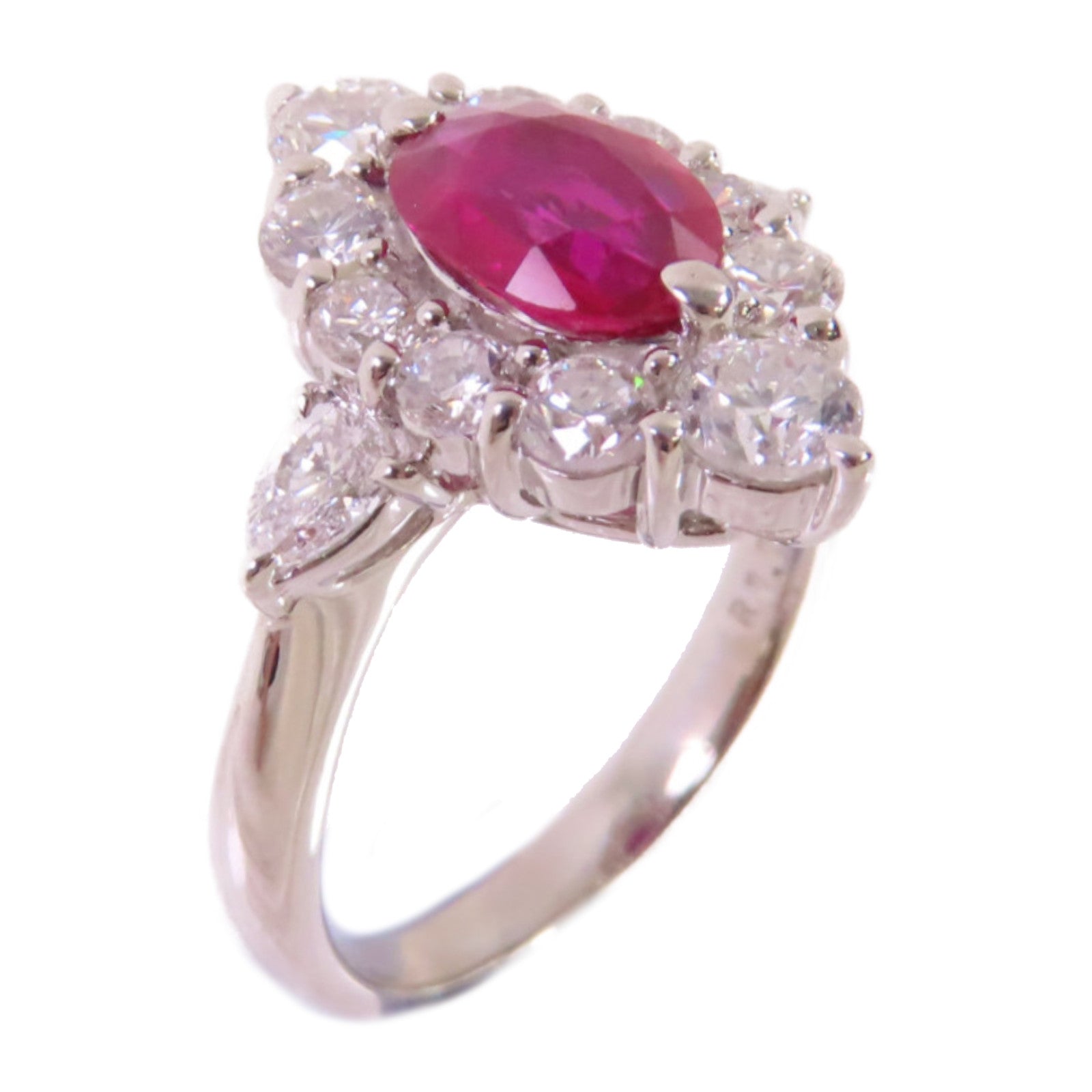 JEWELRY PT900鉑金/1.11ct紅寶石/1.26ct鑽石Ruby/Diamond Ring戒指US#5