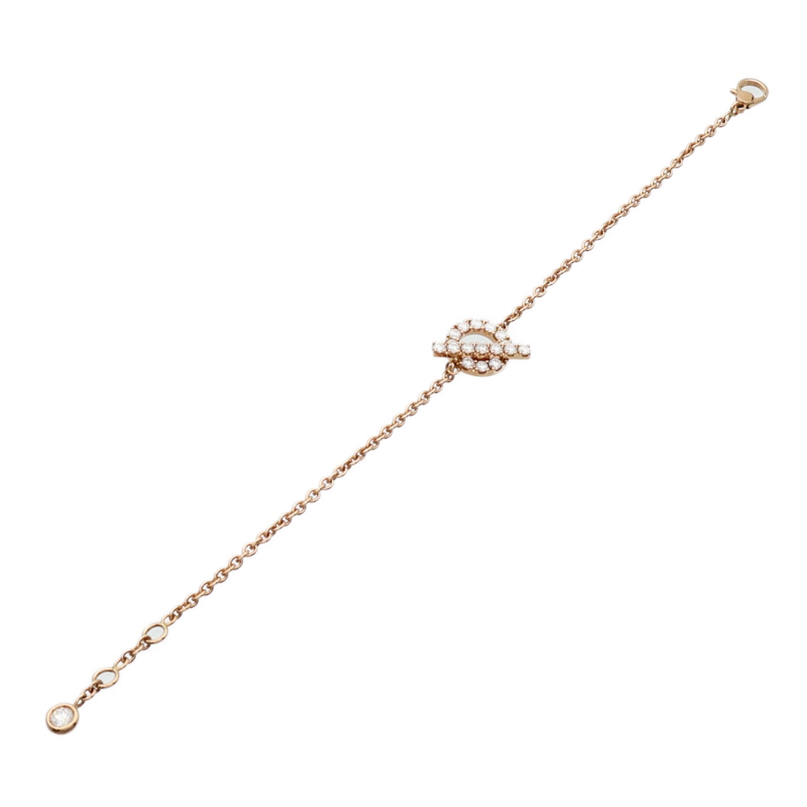 HERMES 18K玫瑰金Finesse Bracelet鑽石手鏈