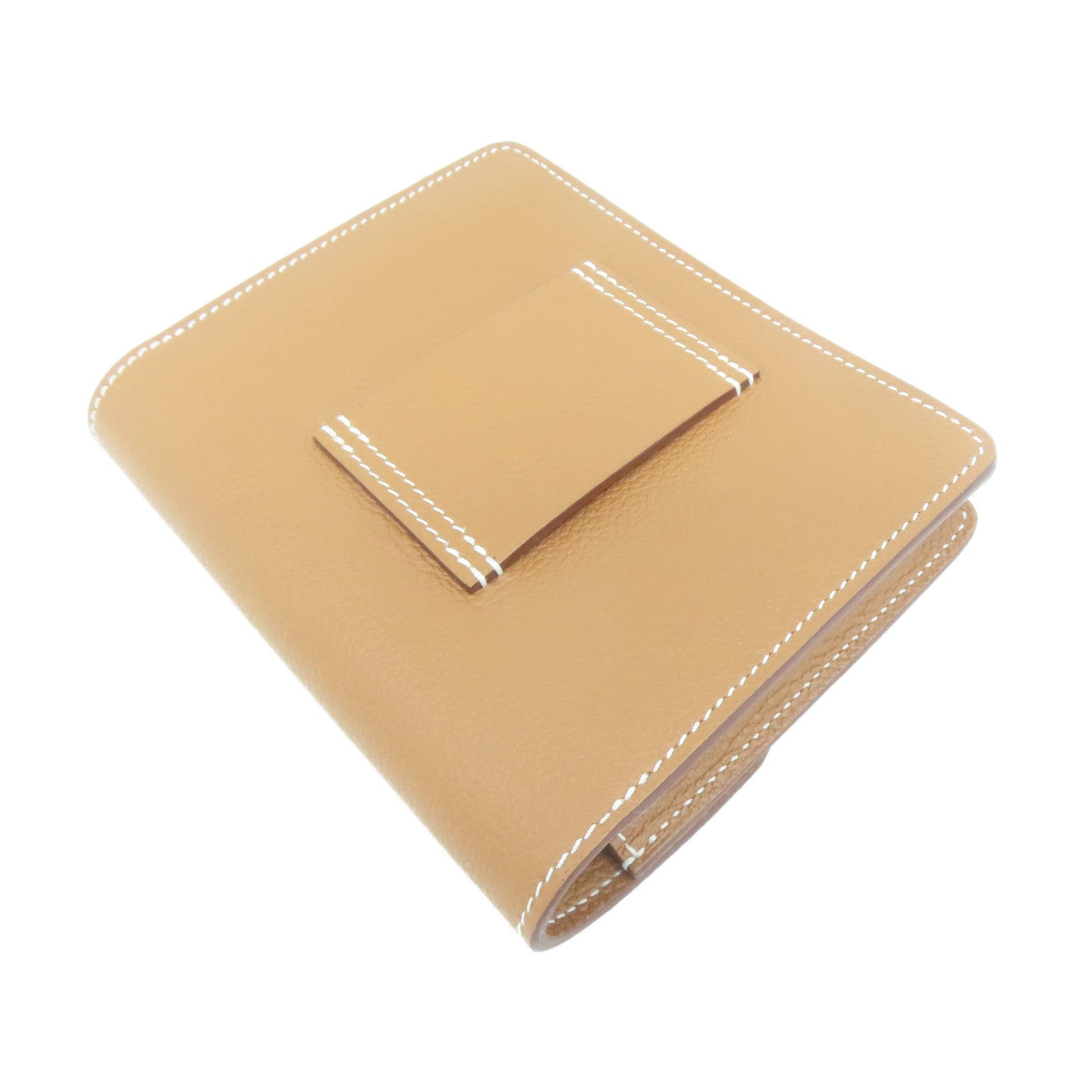 HERMES **【清倉大減價】Evercolor皮革Roulis Slim金扣錢包金色/經典駝色