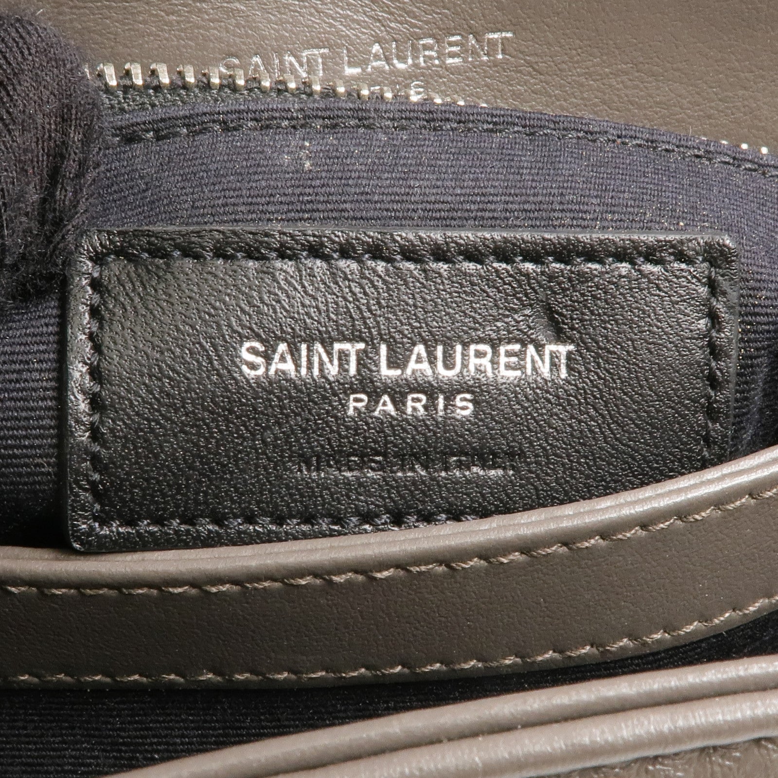 SAINT LAURENT 牛皮皮革Loulou Toy Taupe銀扣肩背袋