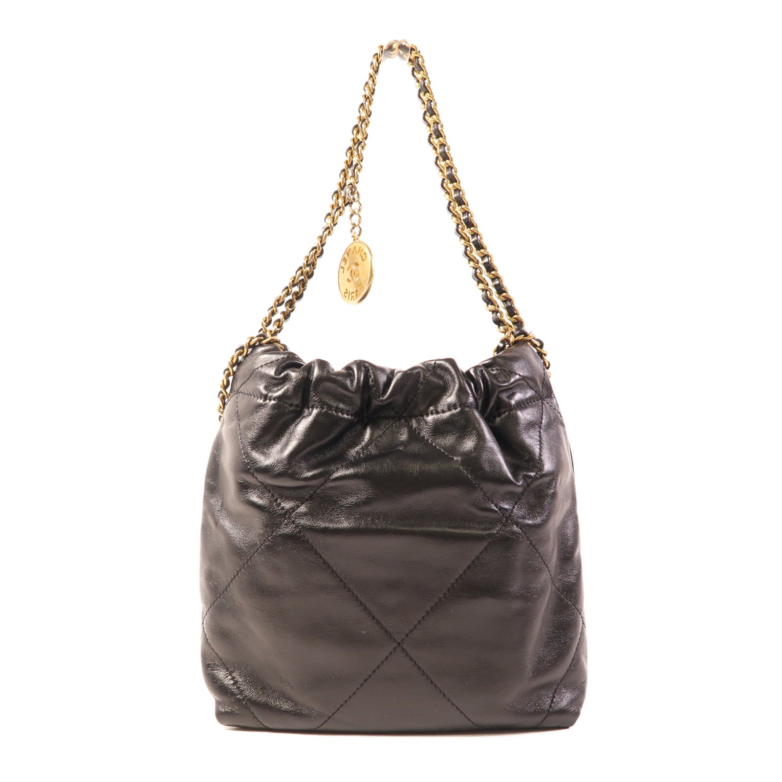 CHANEL 牛皮皮革Chanel 22 Mini金扣鏈帶手挽肩背兩用袋