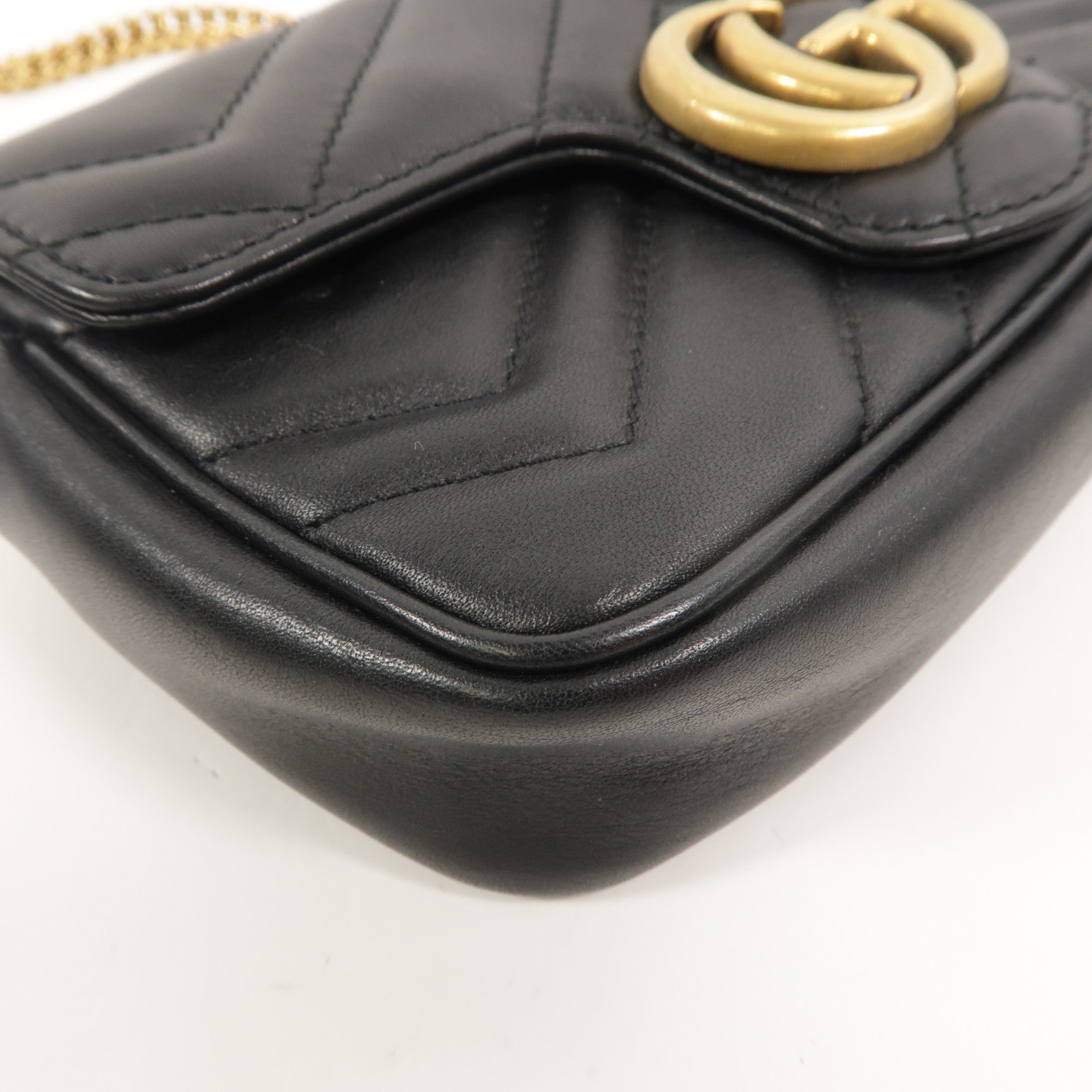 GUCCI 牛皮皮革GG Marmont Super Mini鏈帶肩背袋
