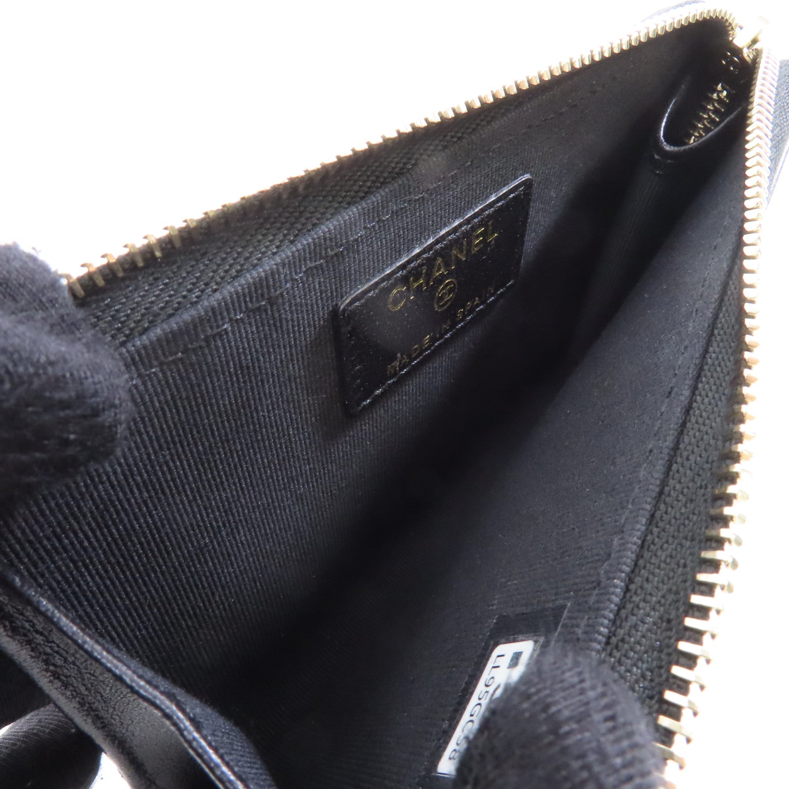 CHANEL 菱格羊皮皮革Card Case金扣卡片套黑色