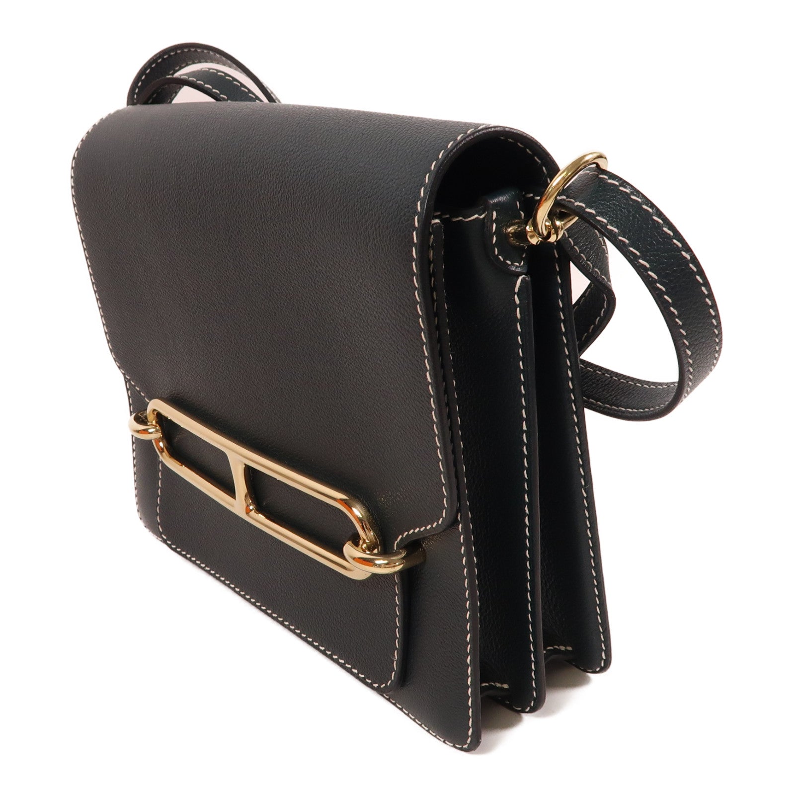 HERMES Evercolor皮革Roulis 23金扣肩背袋Vert Cypres