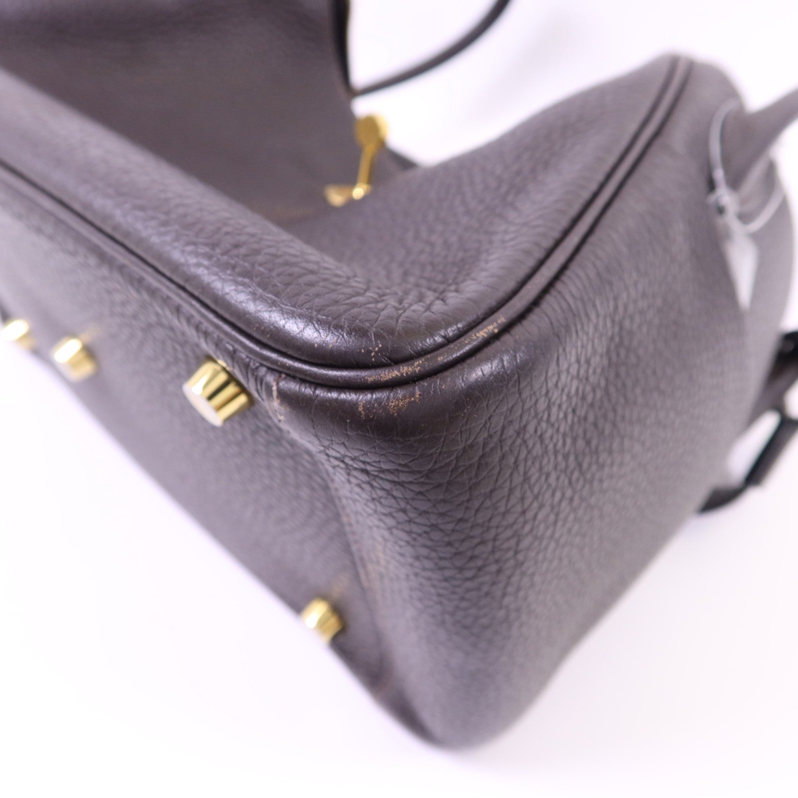 HERMES Clemence皮革Lindy 26金扣手挽肩背兩用袋Ebene